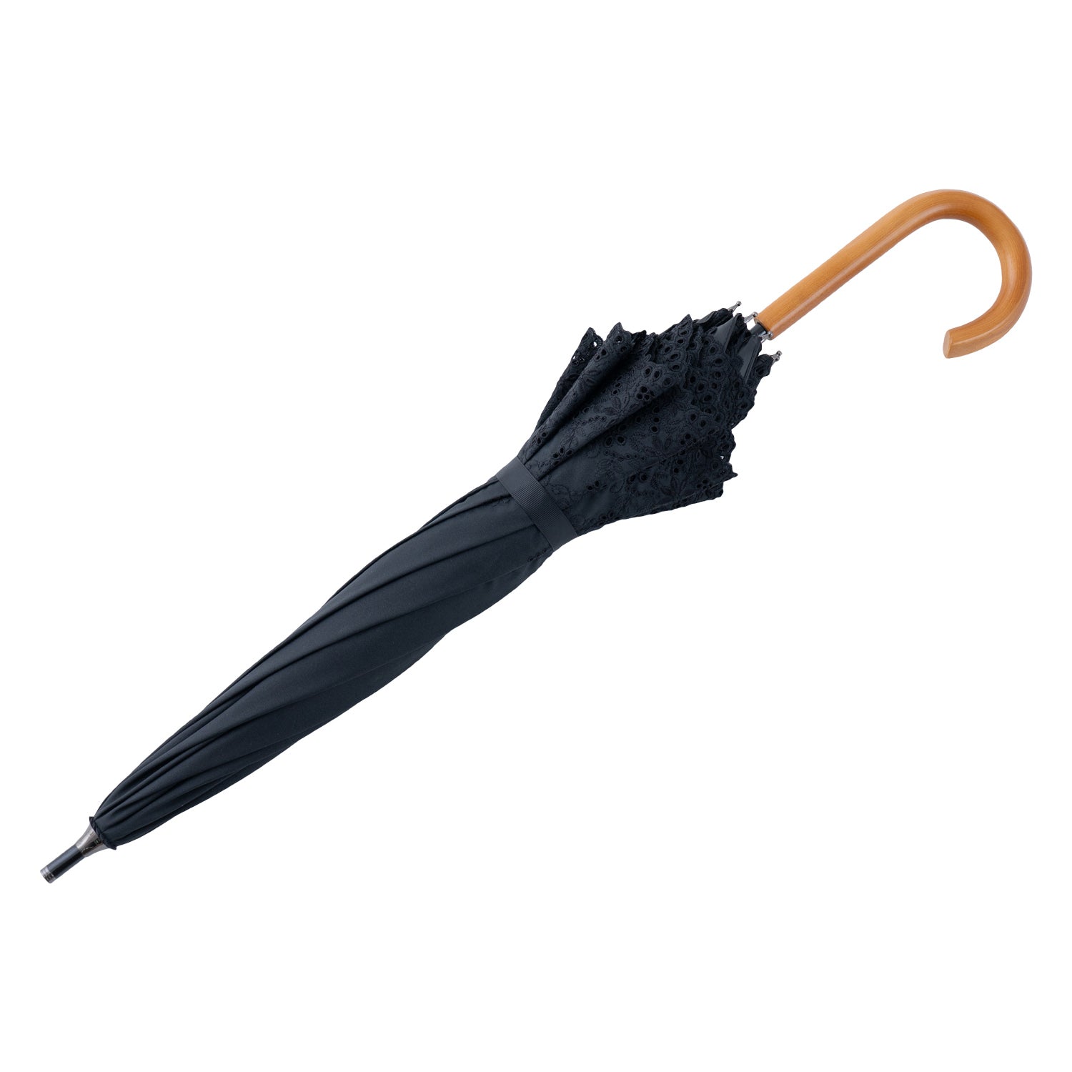 スカラップレース刺繍 かわず張りショート長日傘