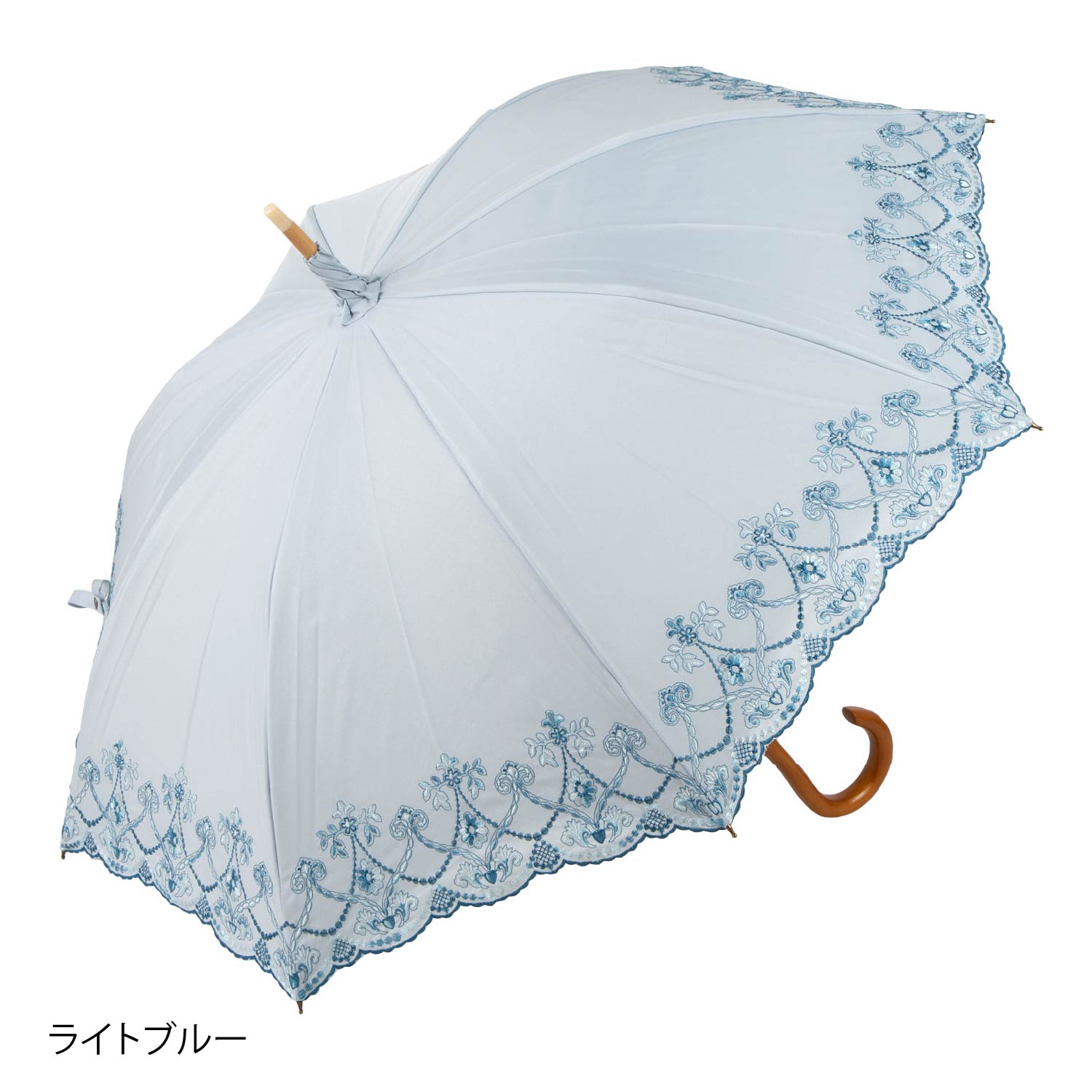 マーブル刺繍かわず張り 晴雨兼用長日傘