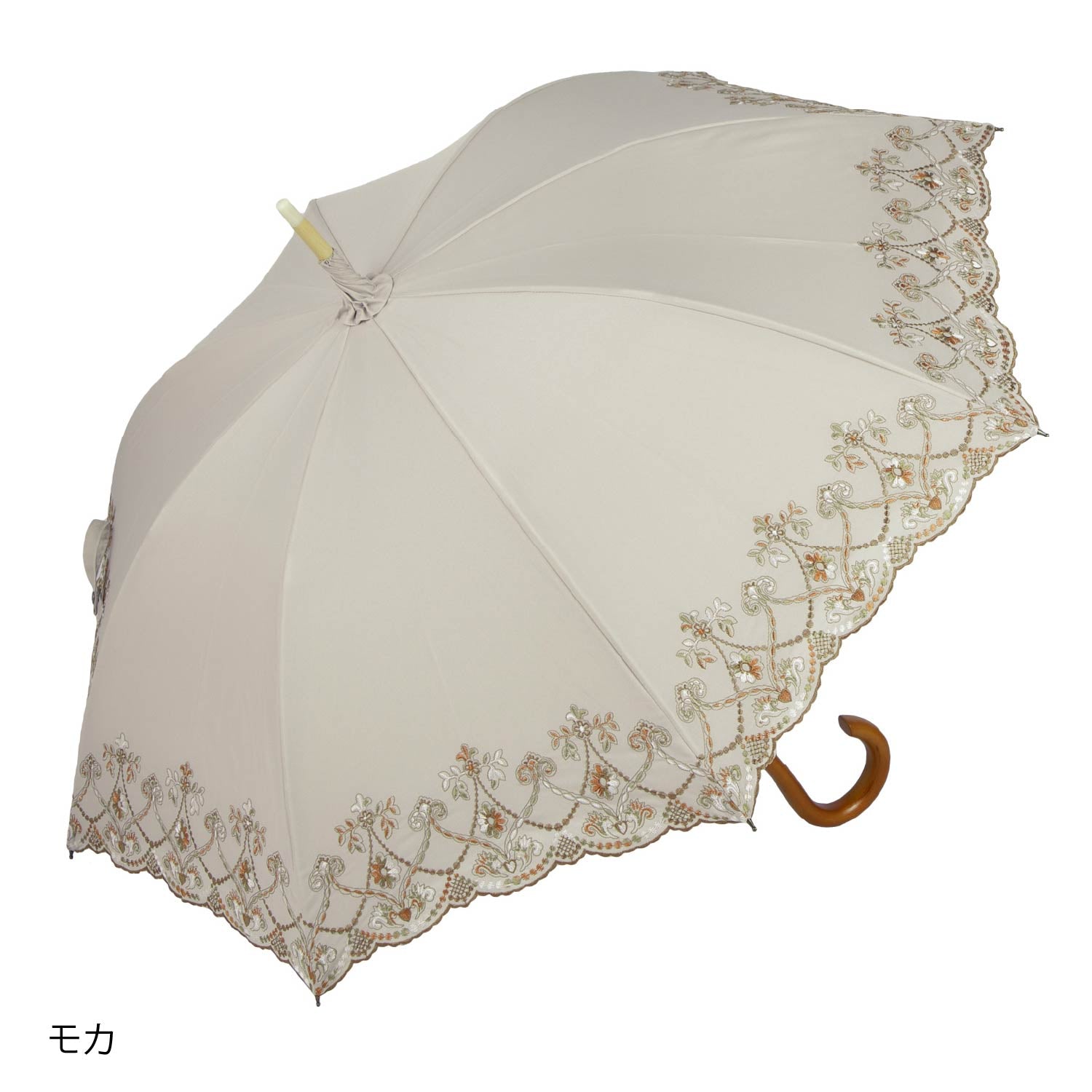 マーブル刺繍かわず張り 晴雨兼用長日傘