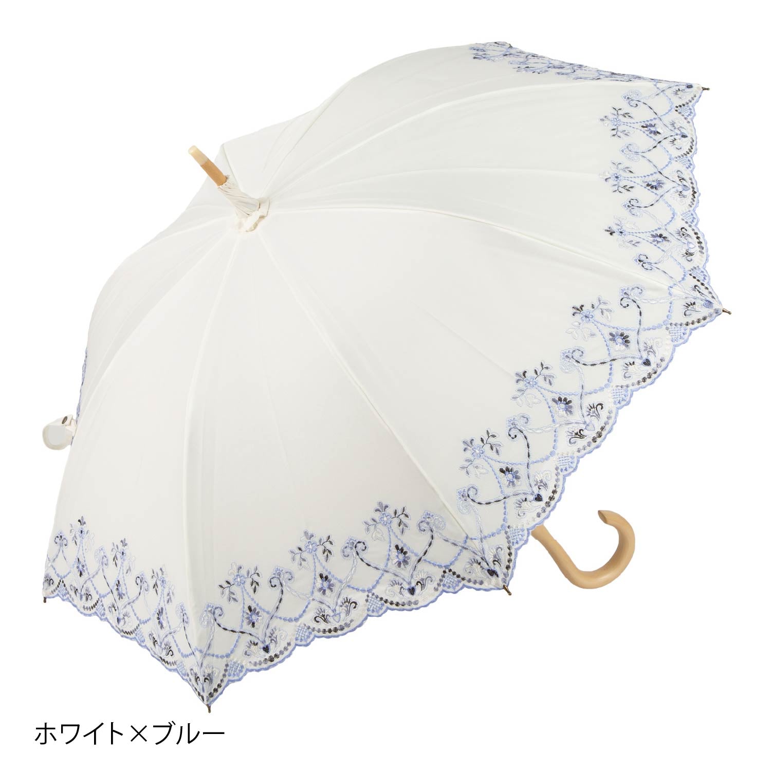 マーブル刺繍かわず張り 晴雨兼用長日傘