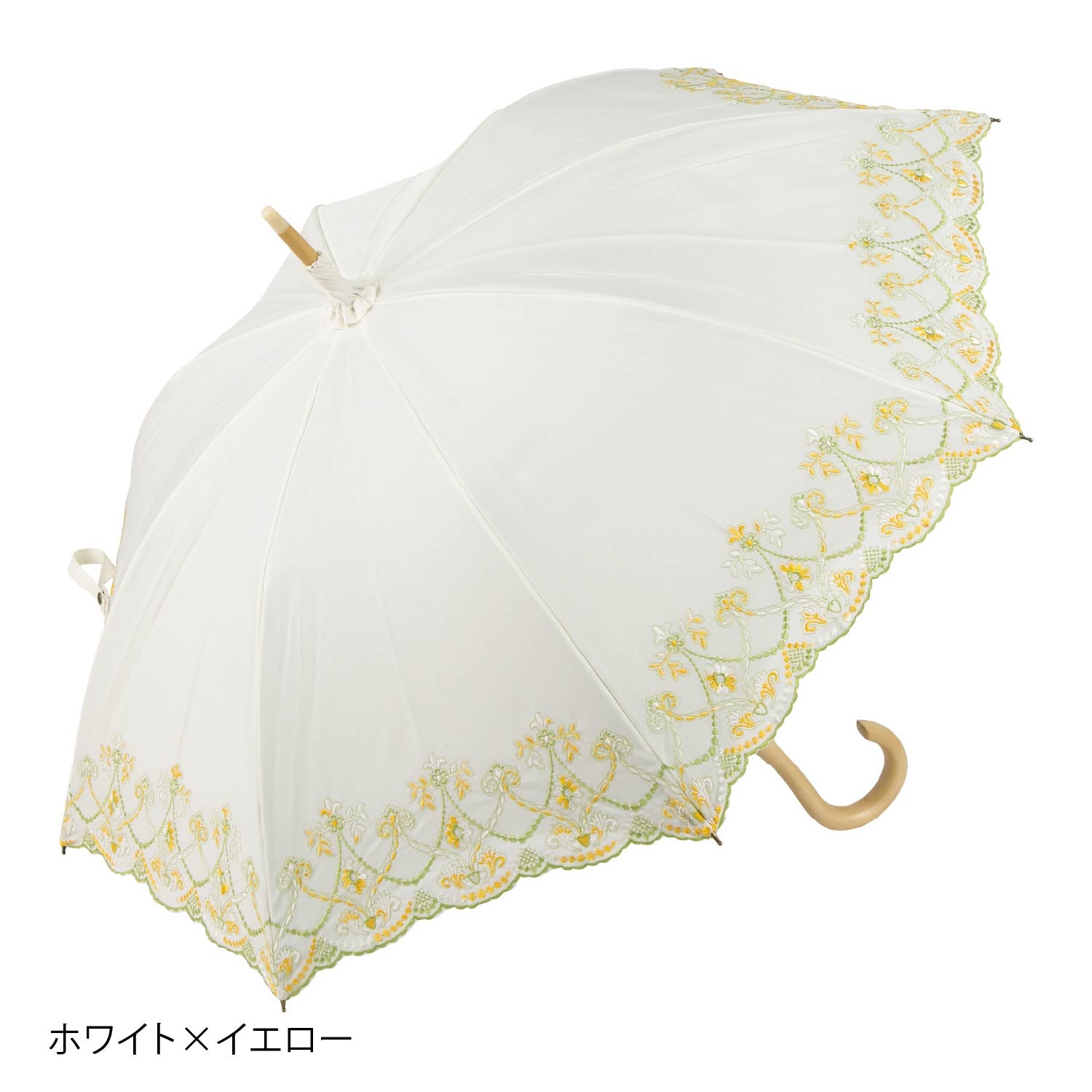 マーブル刺繍かわず張り 晴雨兼用長日傘