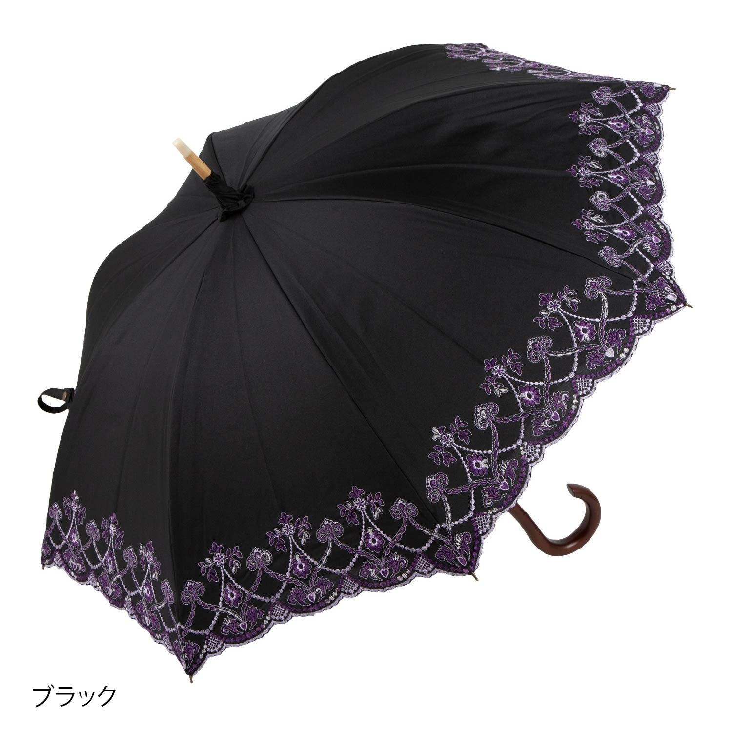 マーブル刺繍かわず張り 晴雨兼用長日傘