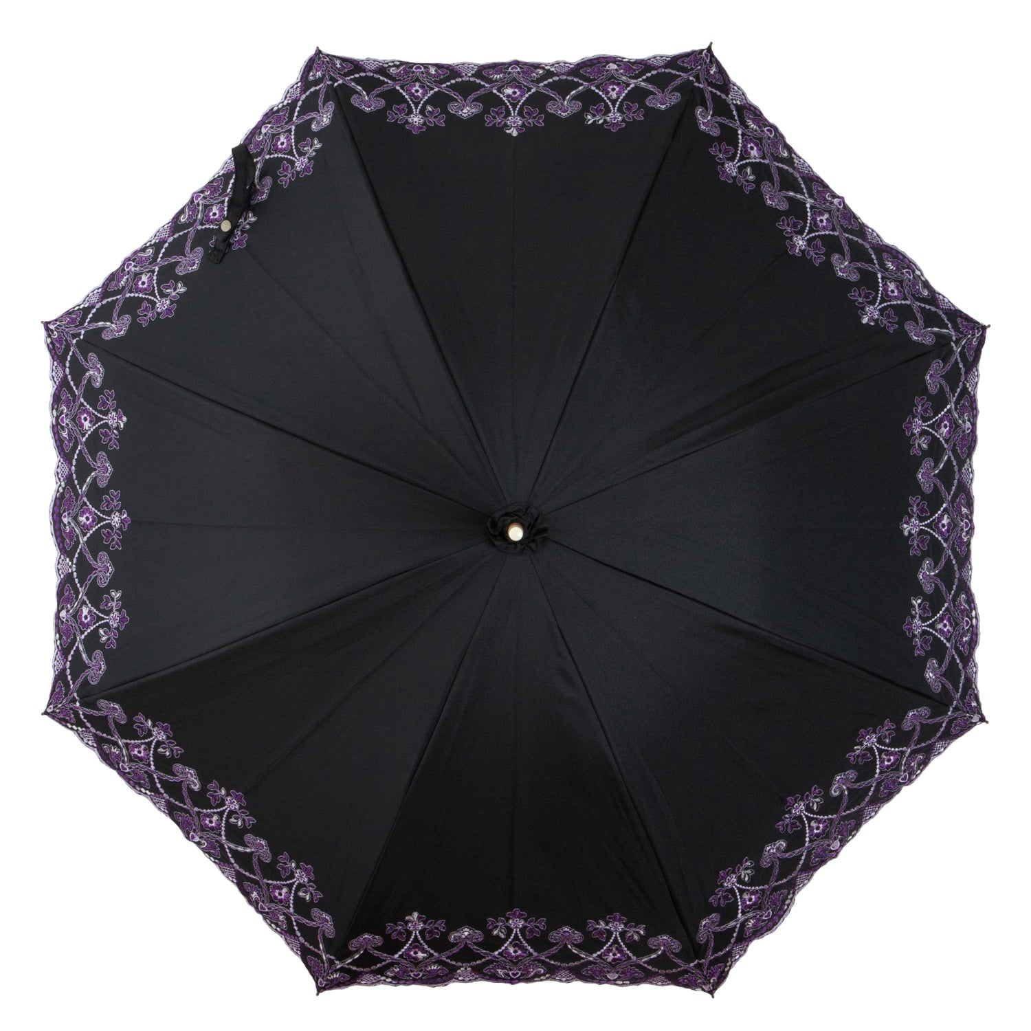 マーブル刺繍かわず張り 晴雨兼用長日傘