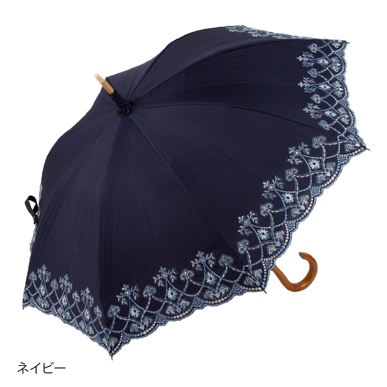 マーブル刺繍かわず張り 晴雨兼用長日傘