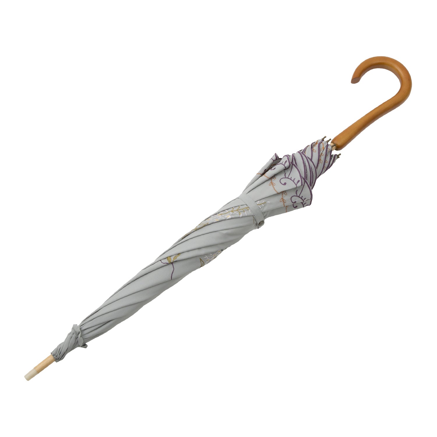 藤花刺繍かわず張り 晴雨兼用長日傘