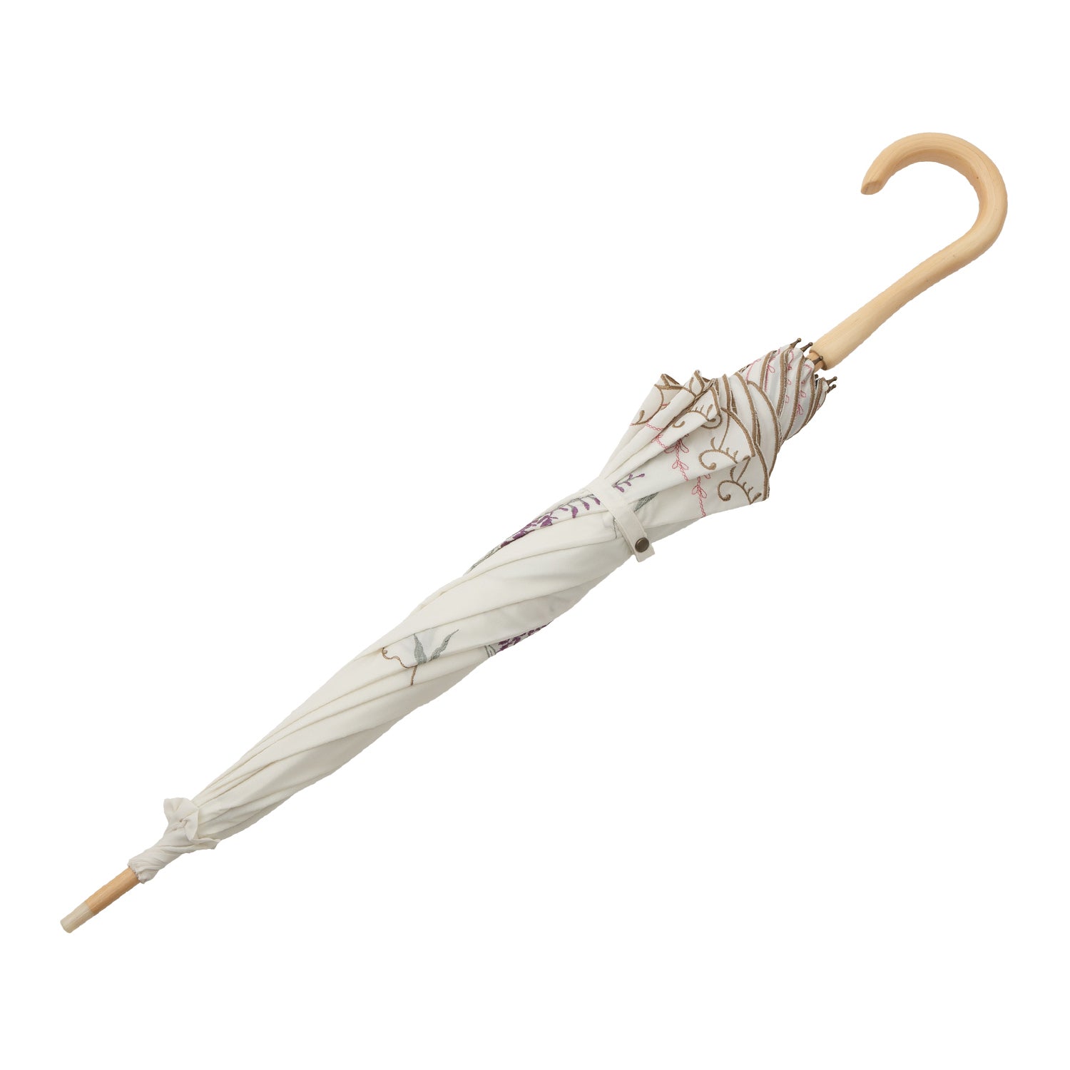 藤花刺繍かわず張り 晴雨兼用長日傘