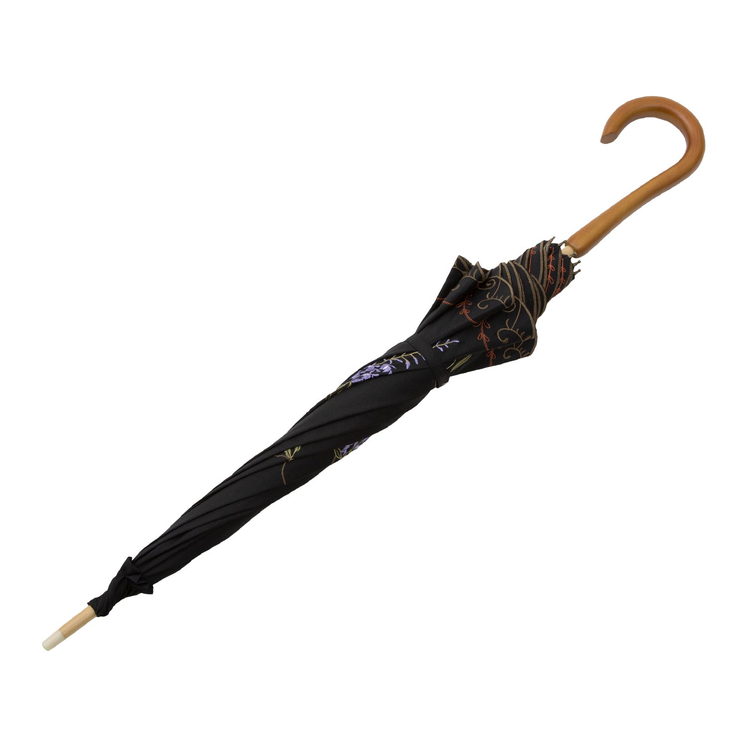 藤花刺繍かわず張り 晴雨兼用長日傘