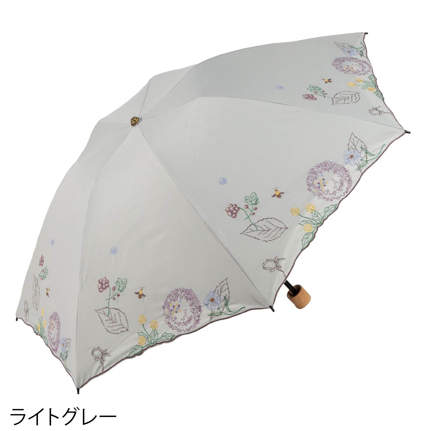 ボタニカル刺繍晴雨兼用 ミニ折りたたみ日傘