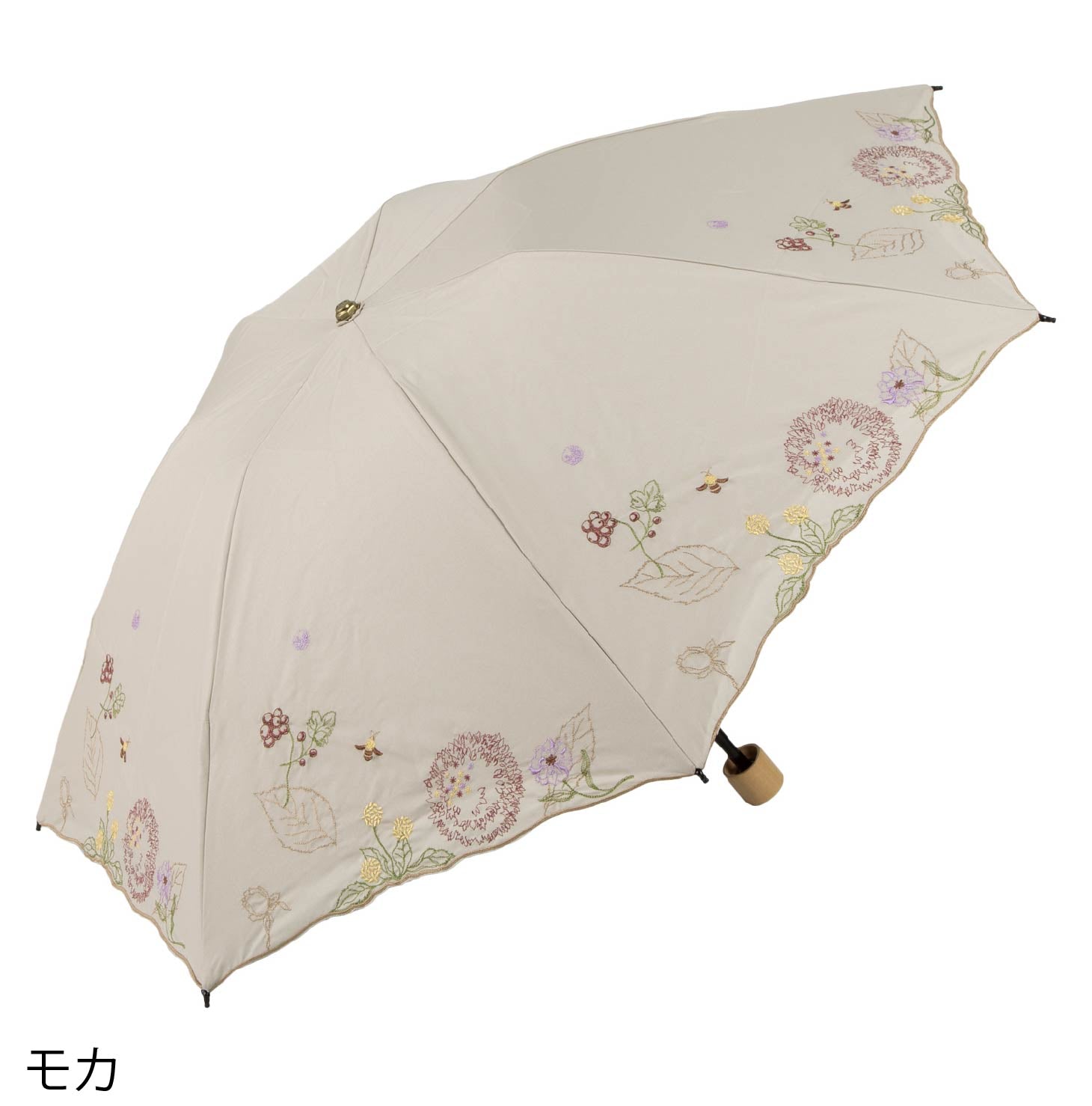 ボタニカル刺繍晴雨兼用 ミニ折りたたみ日傘