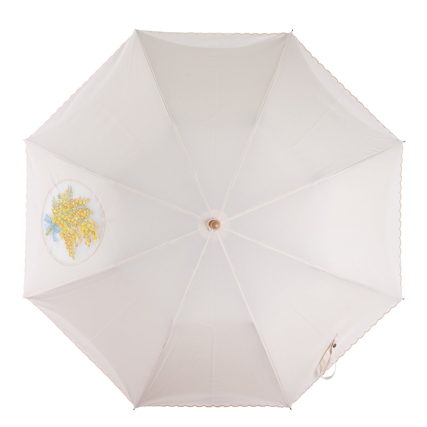ミモザオーガンジーカットワーク刺繍かわず張り晴雨兼用ショート折りたたみ日傘