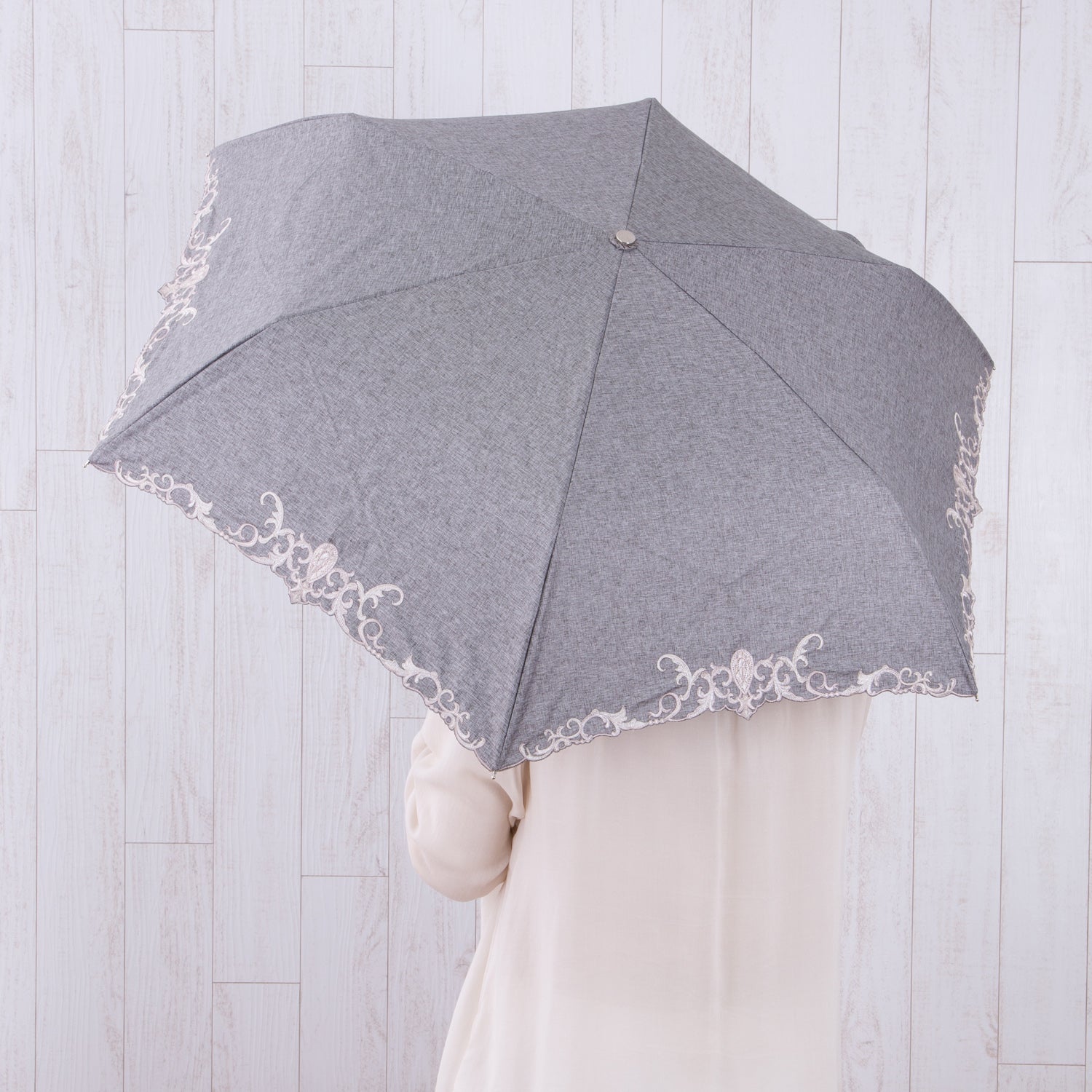 ジュエリー刺繍晴雨兼用軽量ミニ折りたたみ日傘