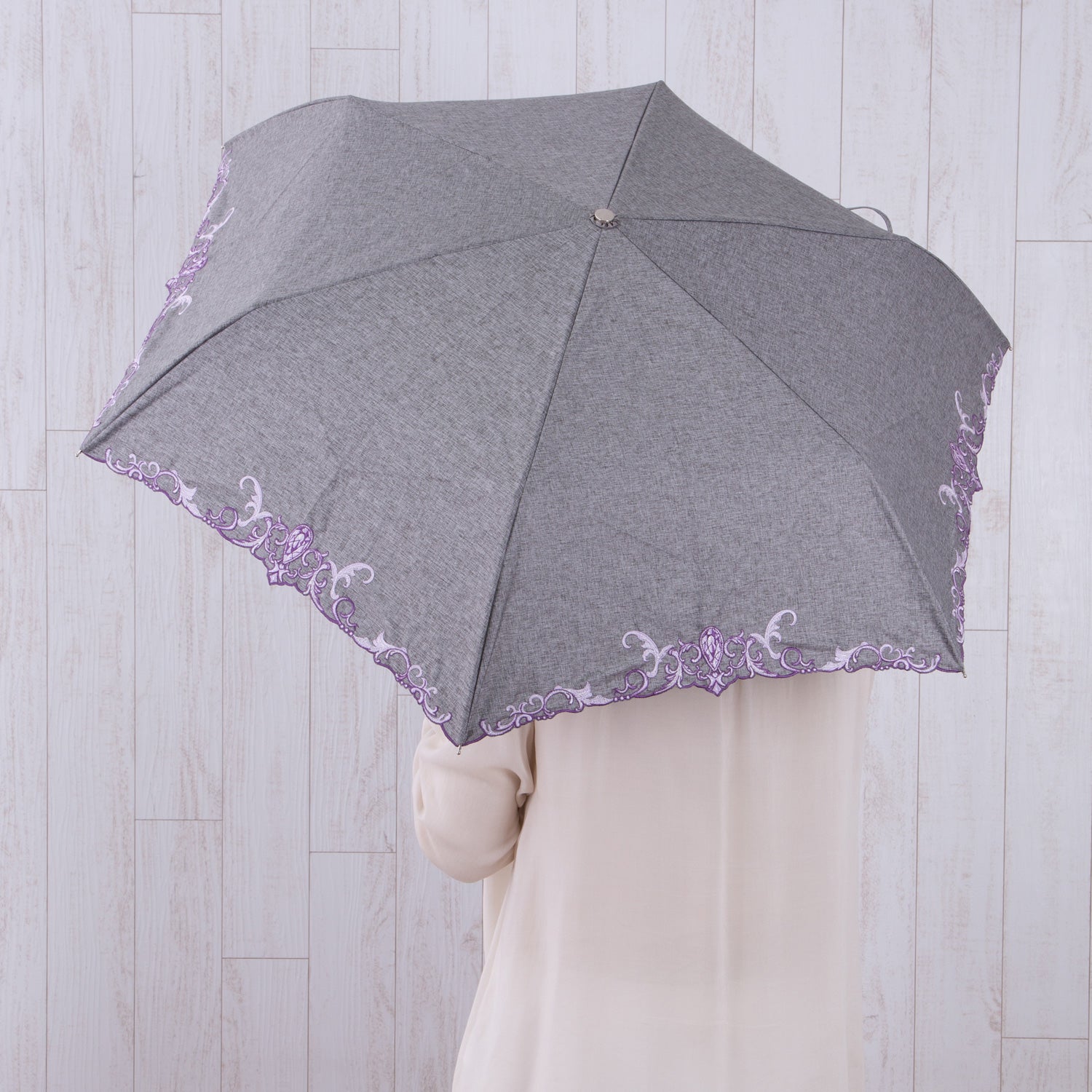 ジュエリー刺繍晴雨兼用軽量ミニ折りたたみ日傘