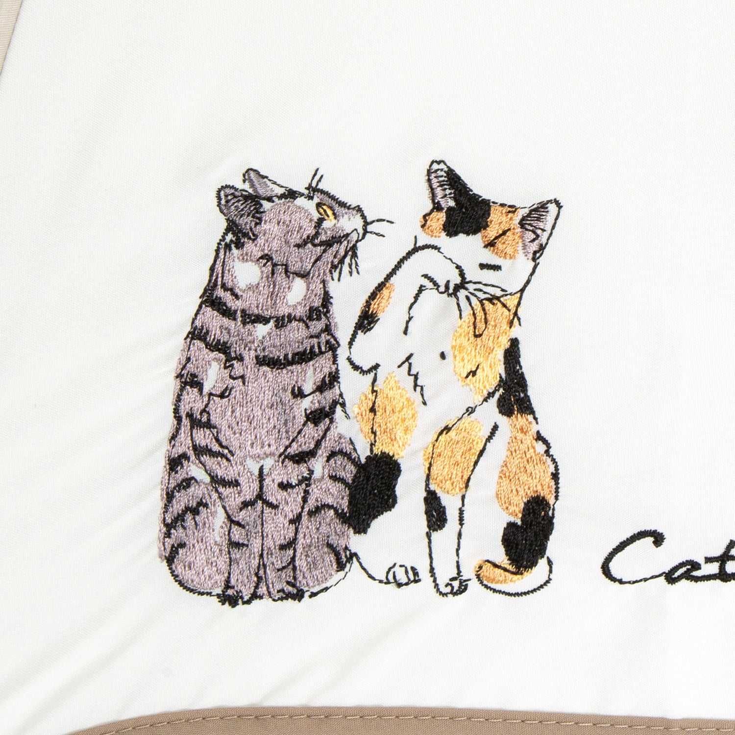 ハラミチヨ ステップ猫刺繍 かわず張り 長日傘