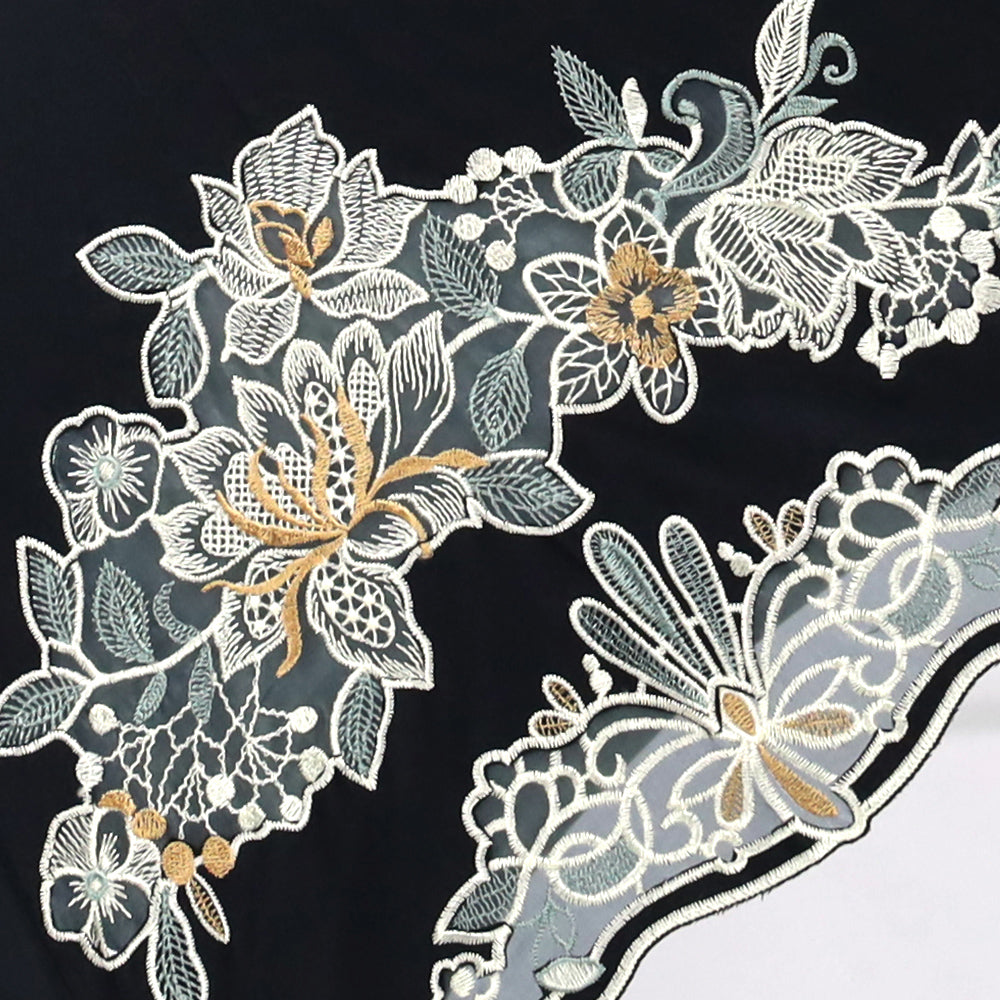 花鳥オーガンジーカットワーク 刺繍かわず張り晴雨兼用 長日傘