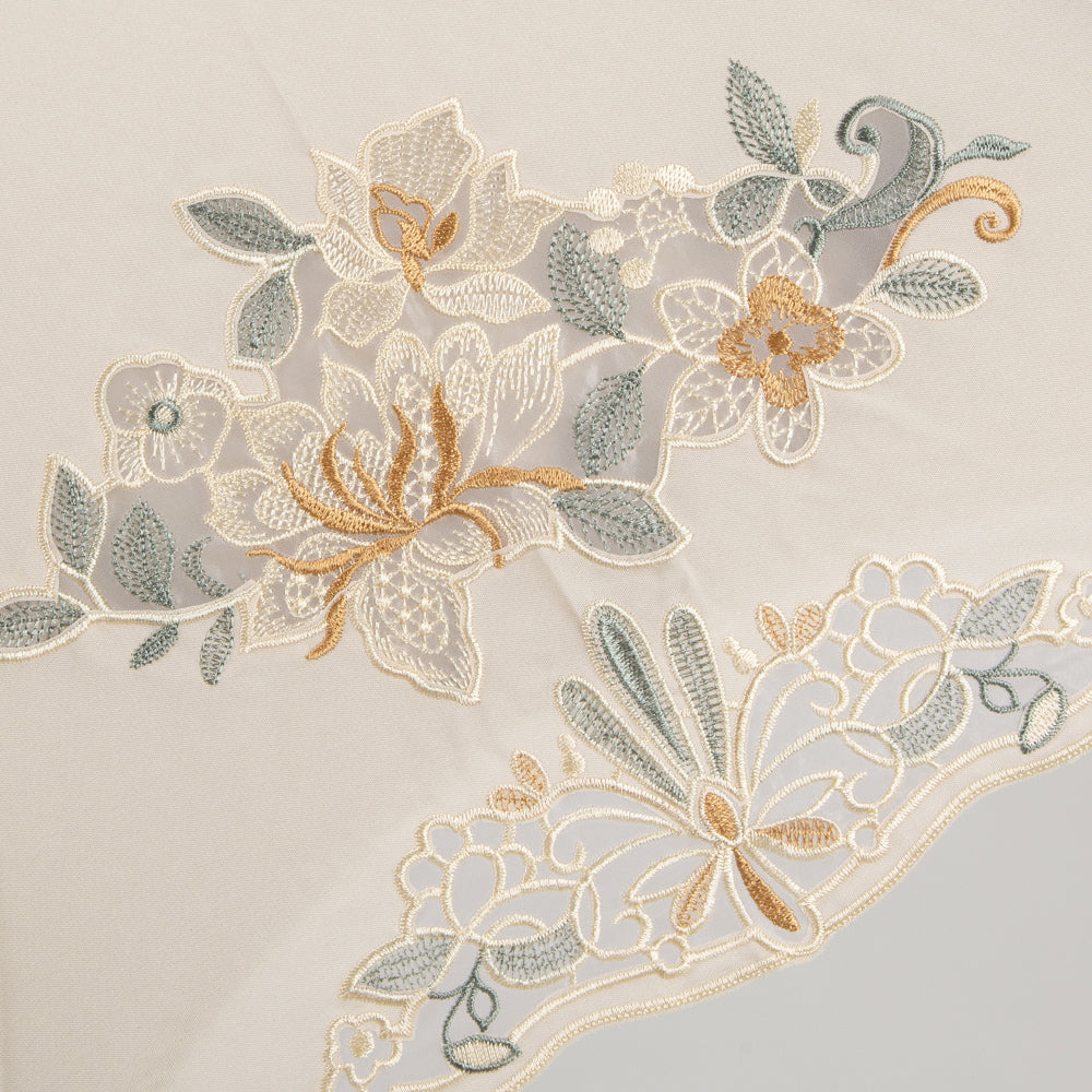 花鳥オーガンジーカットワーク 刺繍かわず張り晴雨兼用 ショート折日傘