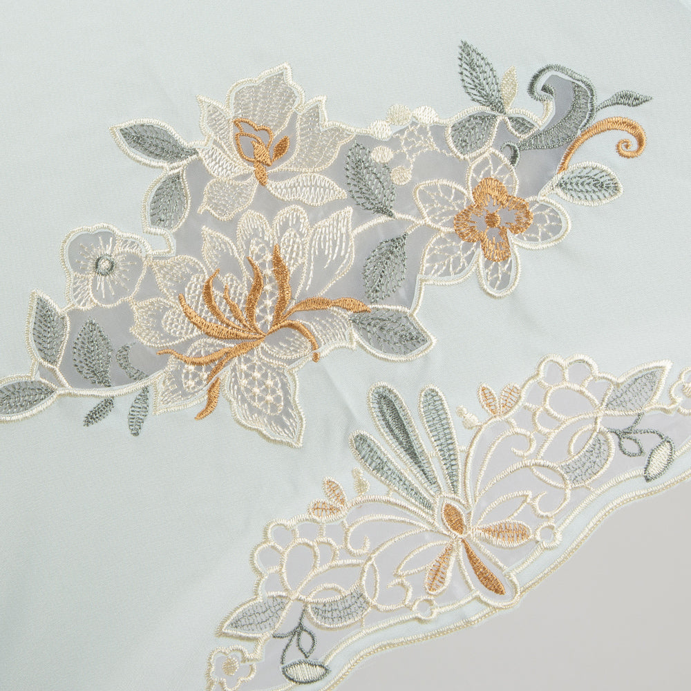 花鳥オーガンジーカットワーク 刺繍かわず張り晴雨兼用 ショート折日傘