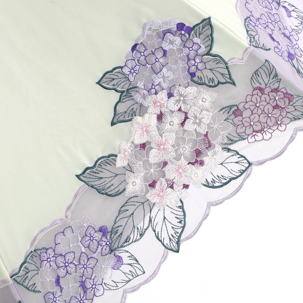 紫陽花オーガンジー カットワーク刺繍かわず張り 晴雨兼用長日傘