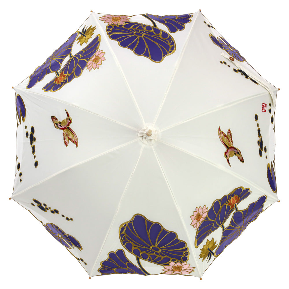 Kiyan蓮花・牡丹オーガンジーカットワーク刺繍  かわず張り長日傘