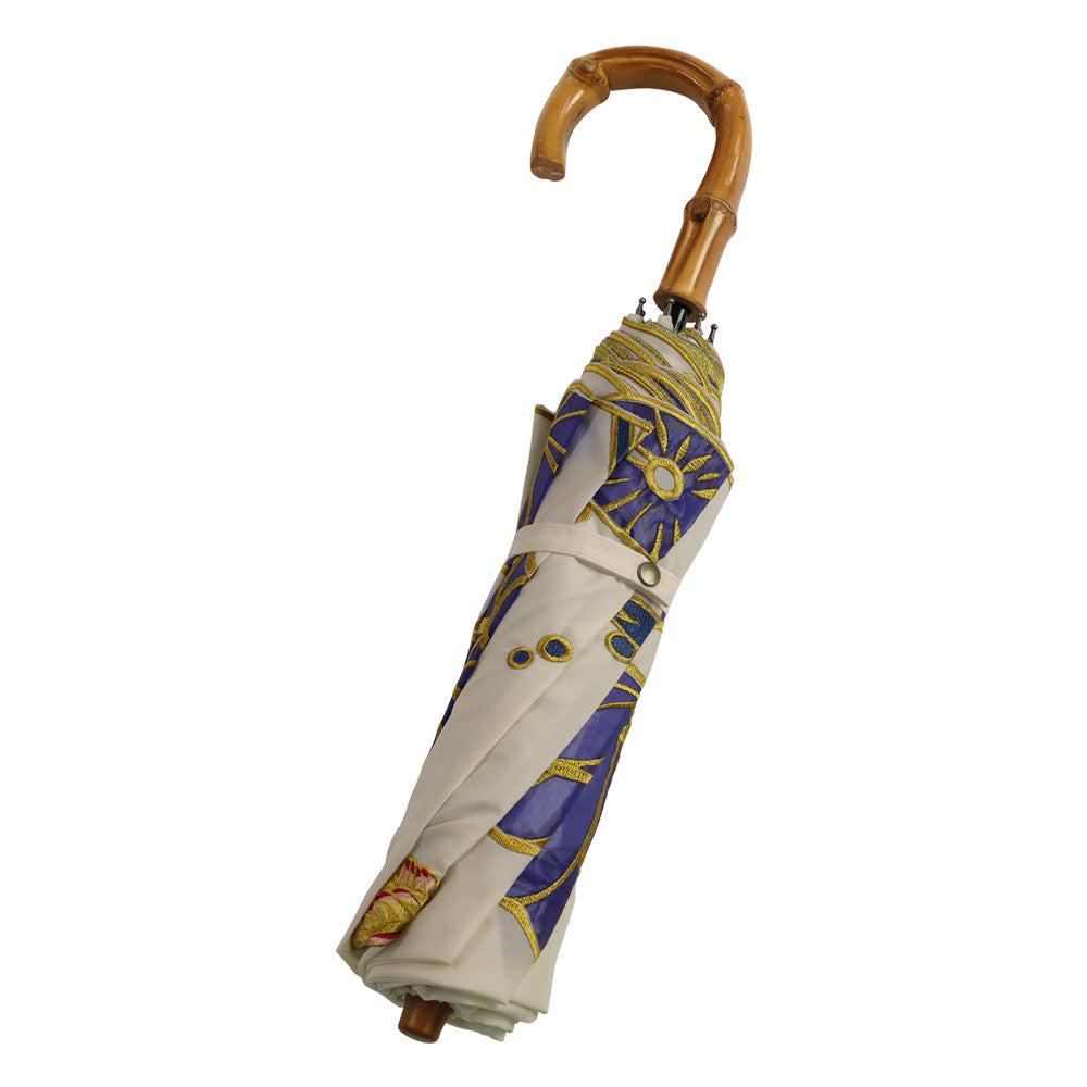 Kiyan蓮花・牡丹オーガンジーカットワーク刺繍  かわず張りショート折日傘