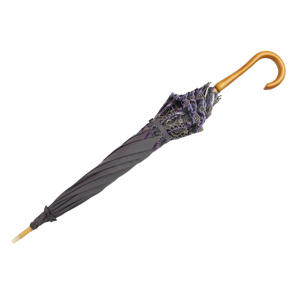 更紗ペーズリーオーガンジー カットワーク刺繍かわず張り 晴雨兼用長日傘