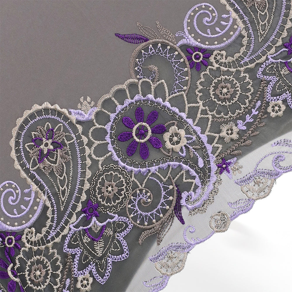 更紗ペーズリーオーガンジー カットワーク刺繍かわず張り 晴雨兼用長日傘