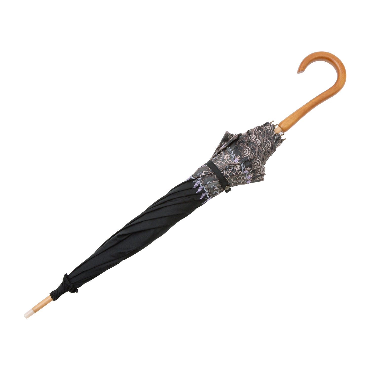 更紗ペーズリーオーガンジー カットワーク刺繍かわず張り 晴雨兼用長日傘