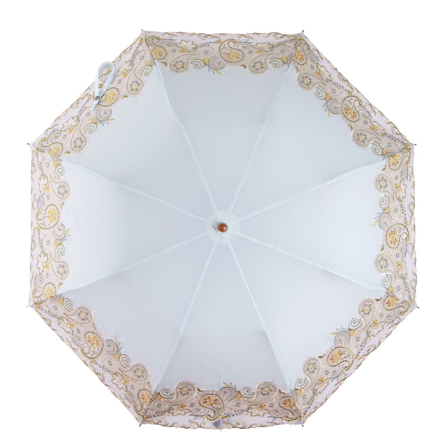 更紗ペーズリーオーガンジー カットワーク刺繍かわず張り 晴雨兼用ショート折日傘