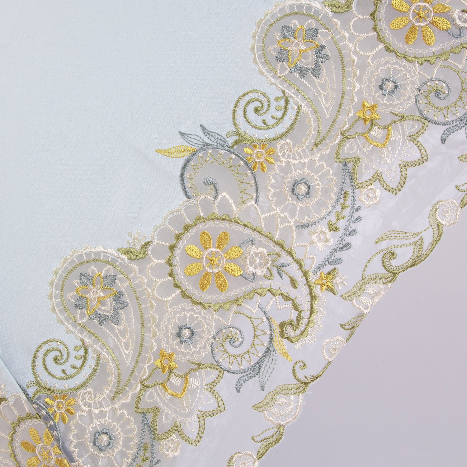 更紗ペーズリーオーガンジー カットワーク刺繍かわず張り 晴雨兼用ショート折日傘