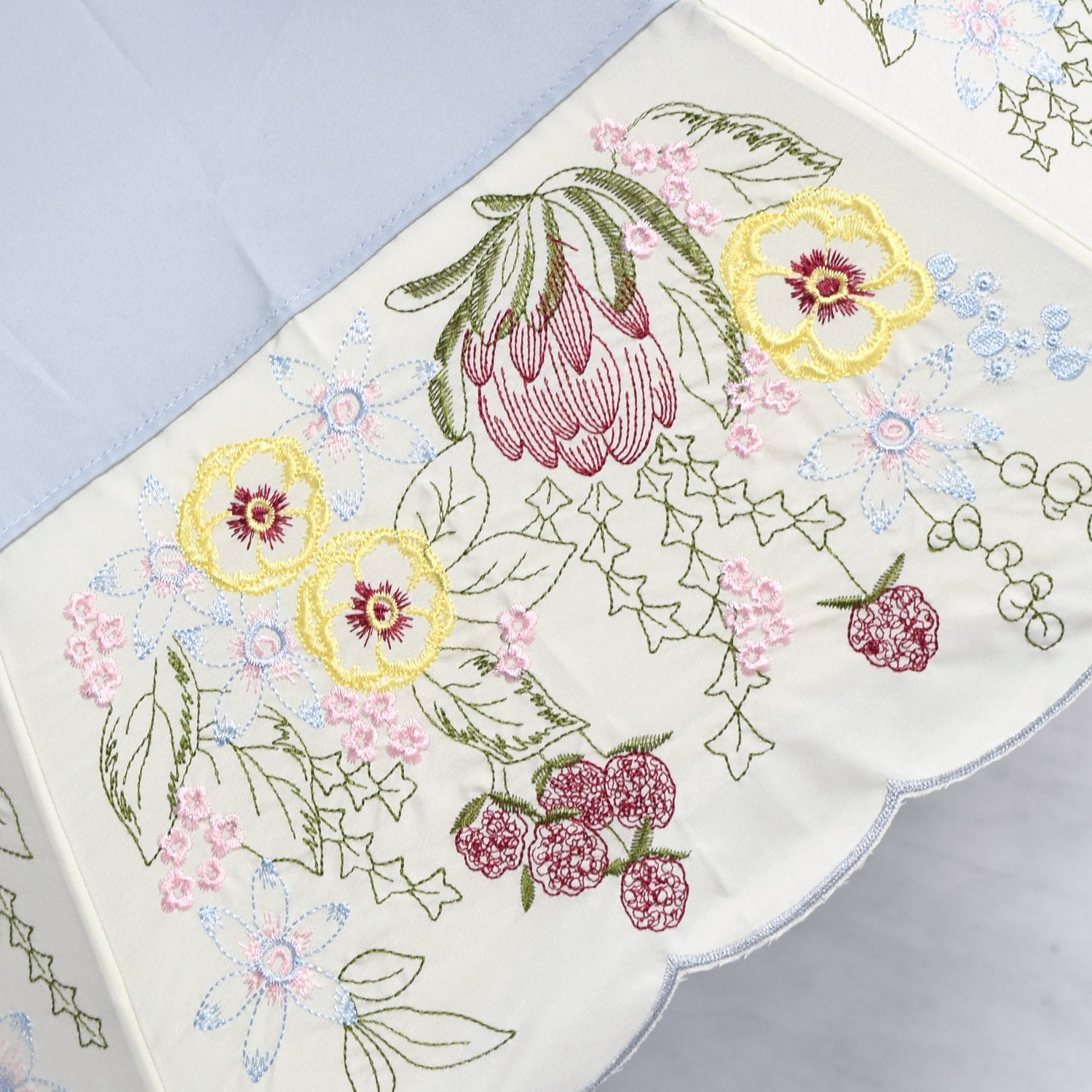 花束みたいな刺繍 かわず張り晴雨兼用ショート折日傘