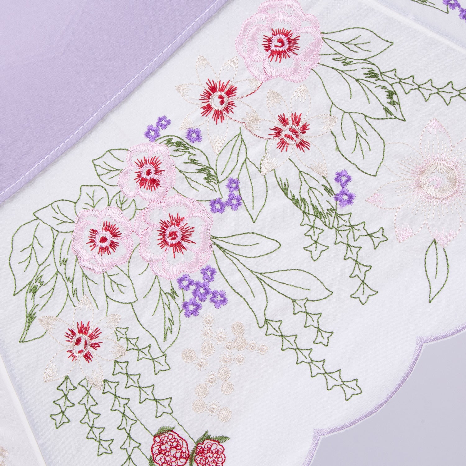 花束みたいな刺繍 かわず張り晴雨兼用ショート折日傘