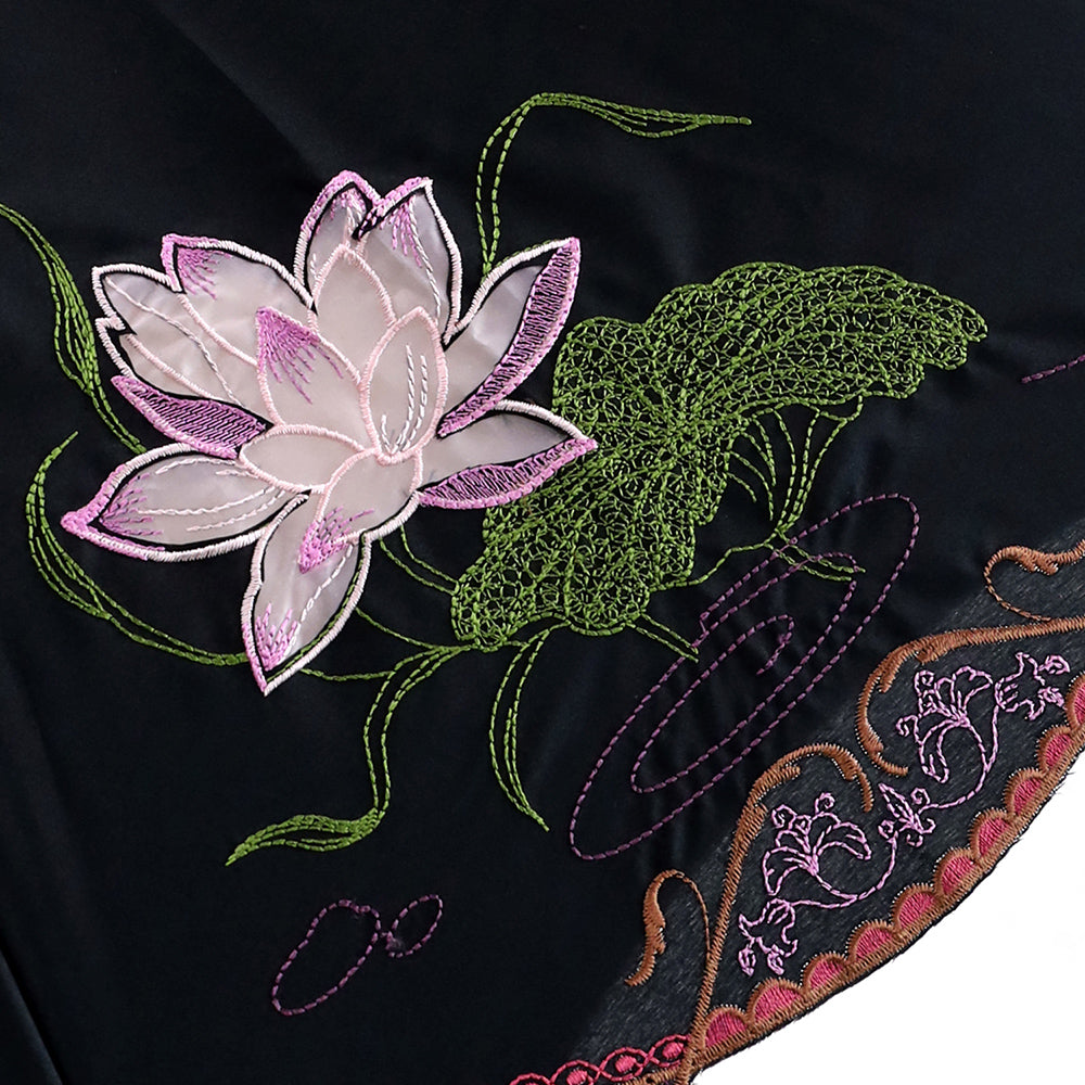 蓮花オーガンジーカットワーク刺繍かわず張り晴雨兼用 長日傘