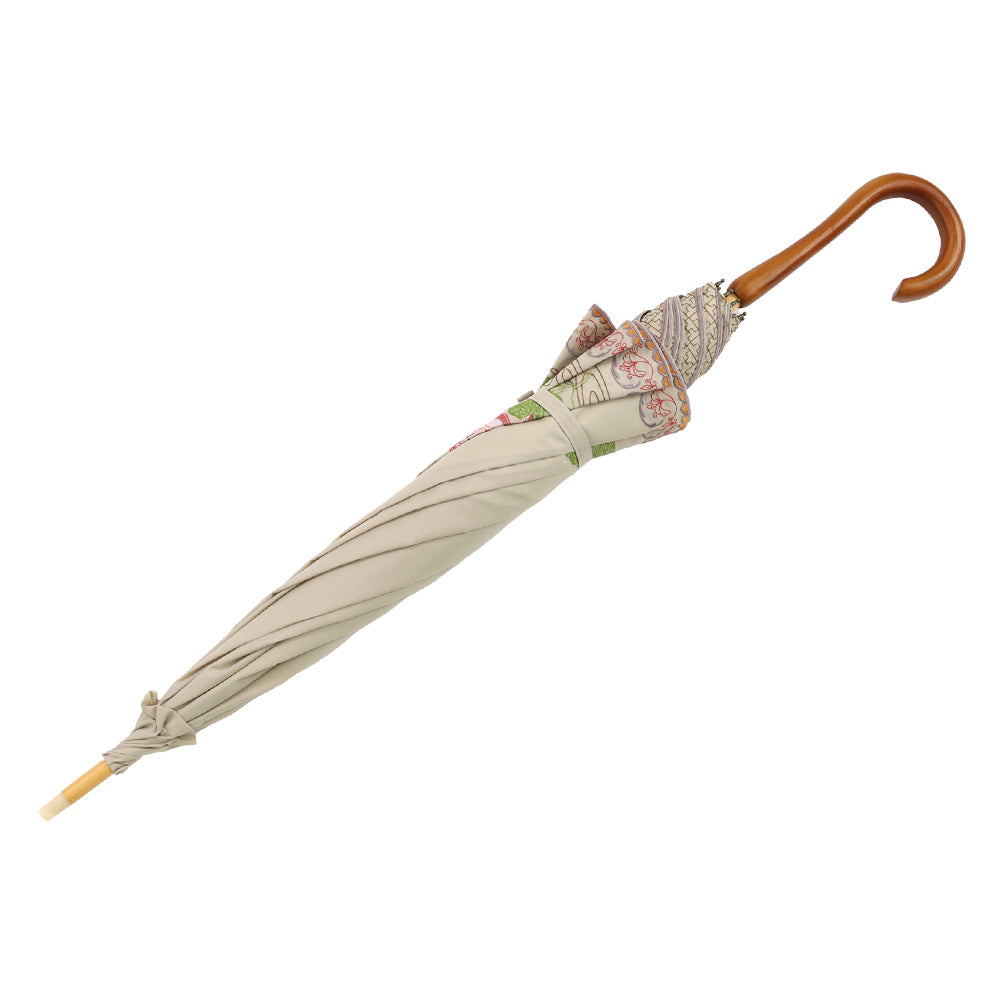 蓮花オーガンジーカットワーク刺繍かわず張り晴雨兼用 長日傘