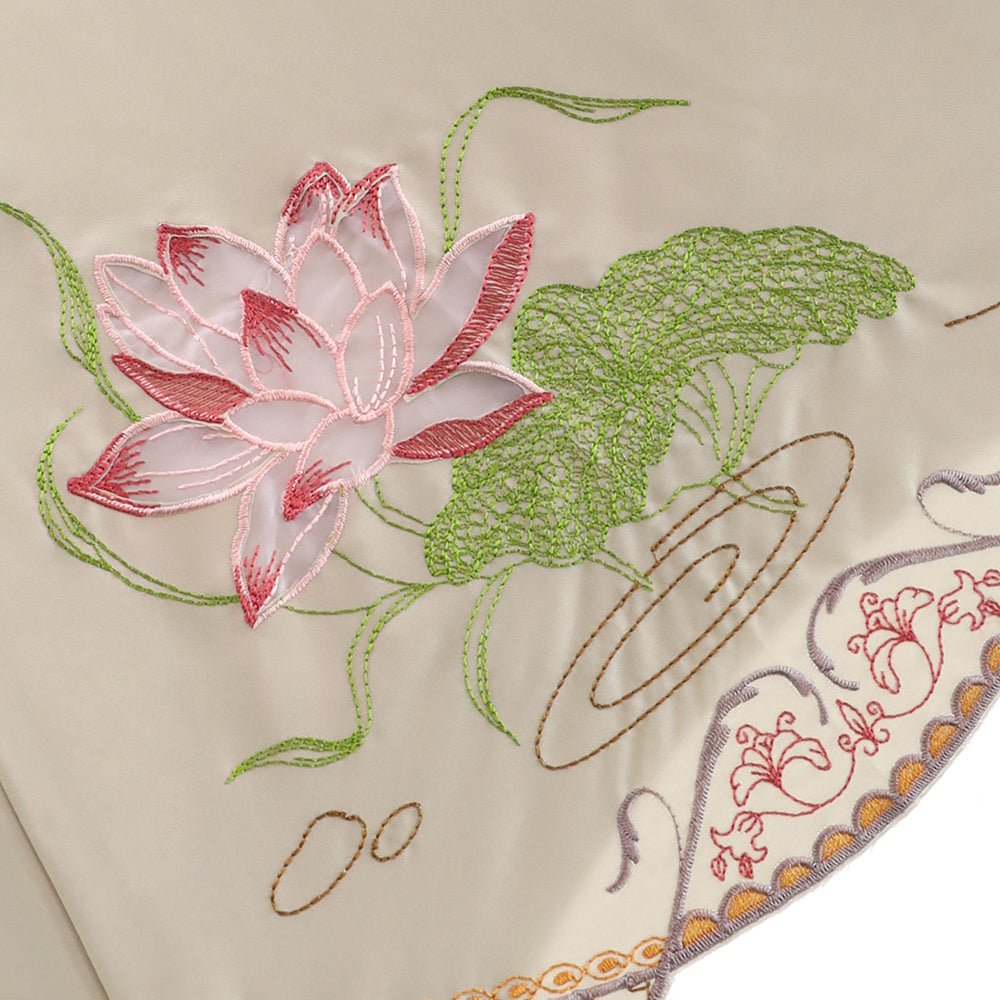 蓮花オーガンジーカットワーク刺繍かわず張り晴雨兼用 長日傘