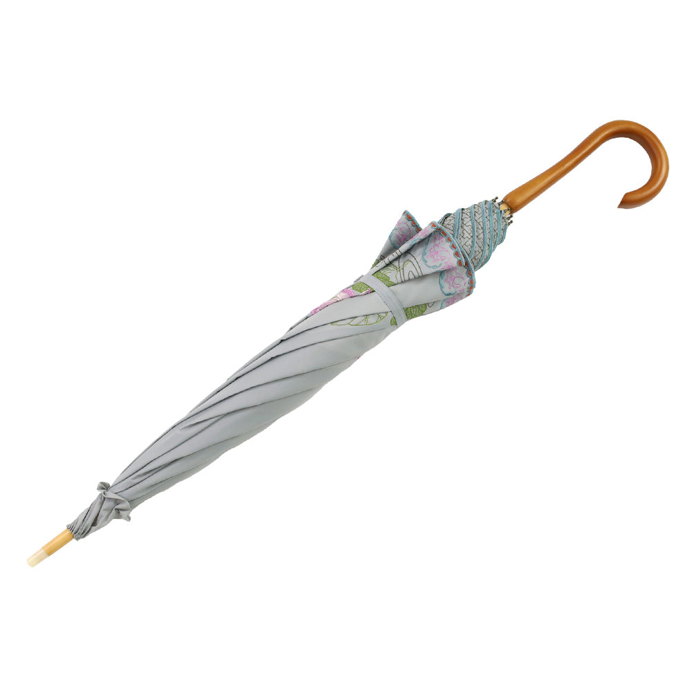 蓮花オーガンジーカットワーク刺繍かわず張り晴雨兼用 長日傘