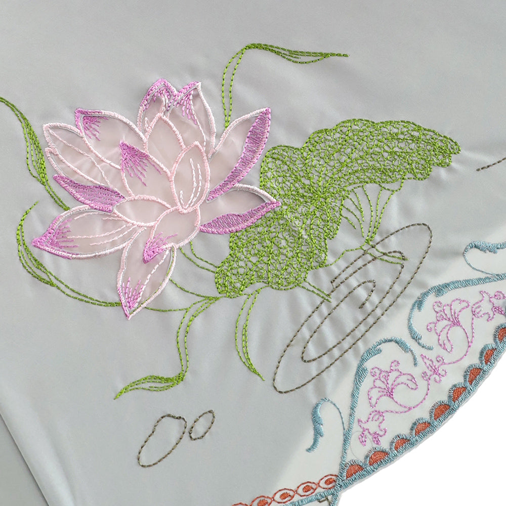 蓮花オーガンジーカットワーク刺繍かわず張り晴雨兼用 長日傘