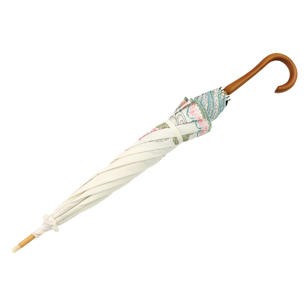 蓮花オーガンジーカットワーク刺繍かわず張り晴雨兼用 長日傘