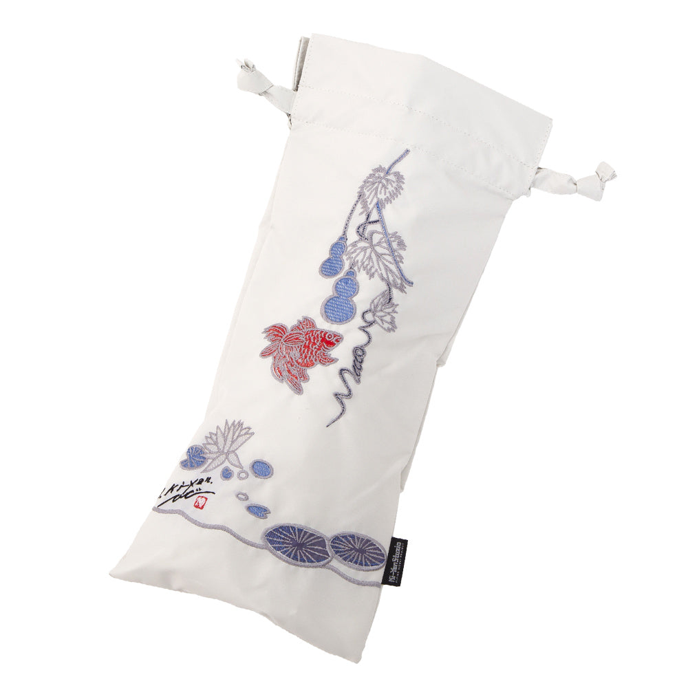 Kiyanサマーウォーターオーガンジーカットワーク刺繍 かわず張りショート折日傘