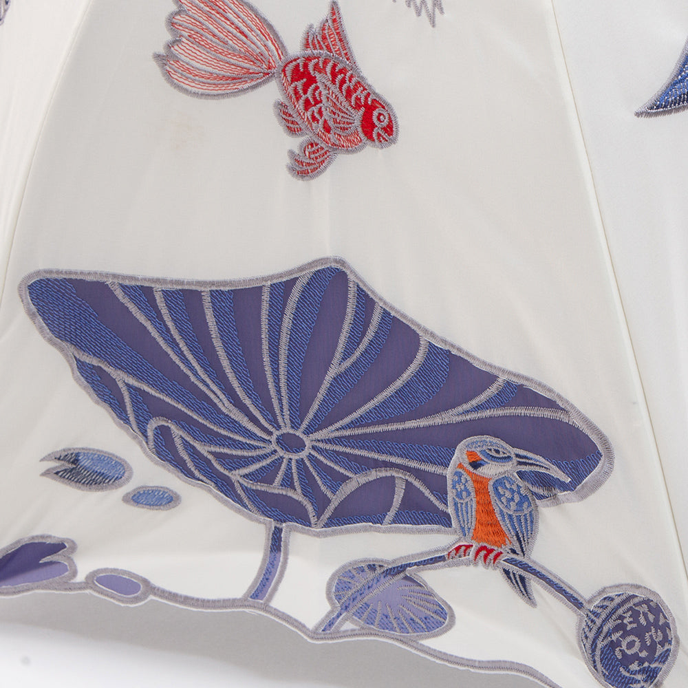 Kiyanサマーウォーターオーガンジーカットワーク刺繍 かわず張り長日傘