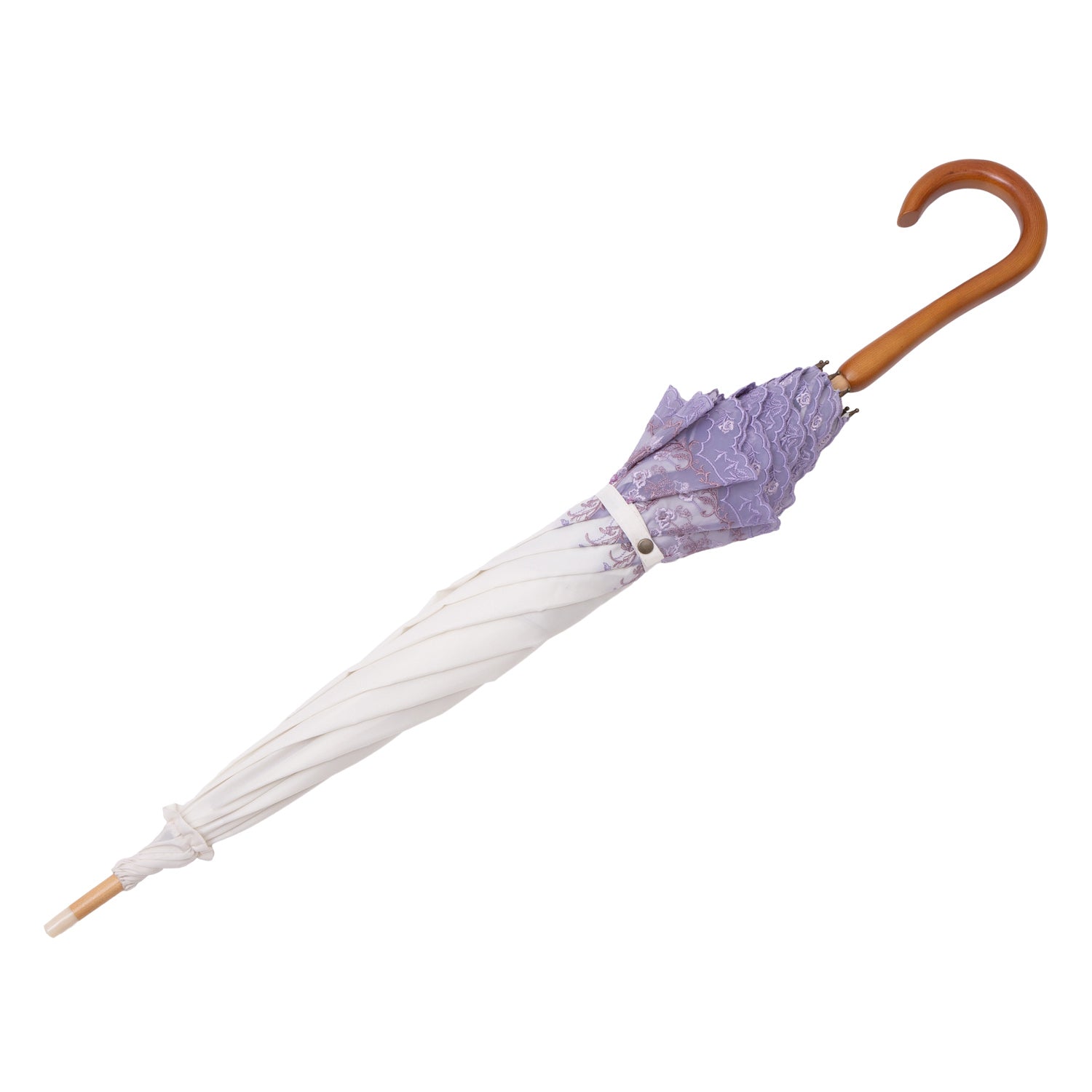 ダマスクオーガンジーカットワーク刺繍かわず張り晴雨兼用長日傘