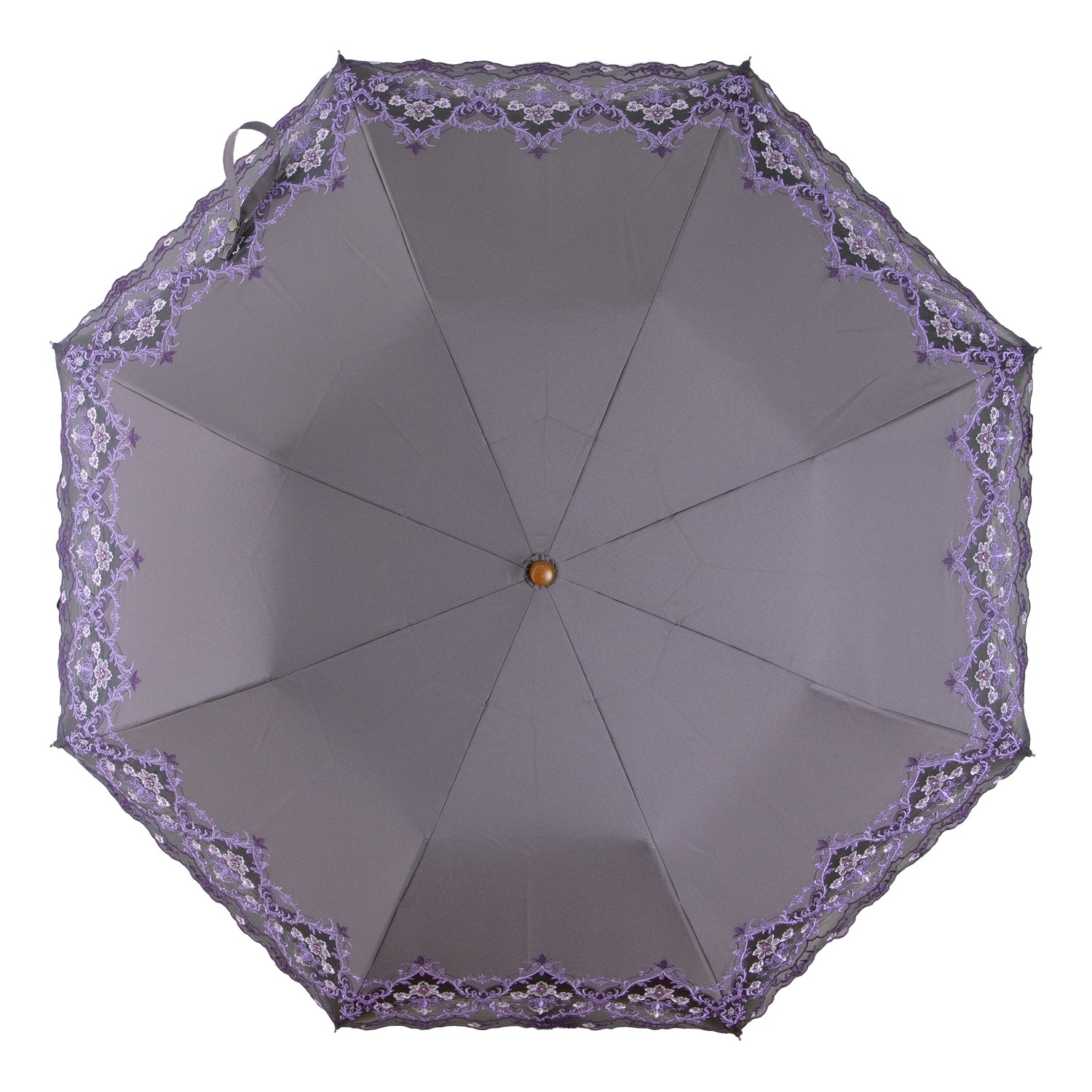 ダマスクオーガンジーカットワーク刺繍かわず張り晴雨兼用ショート折りたたみ日傘