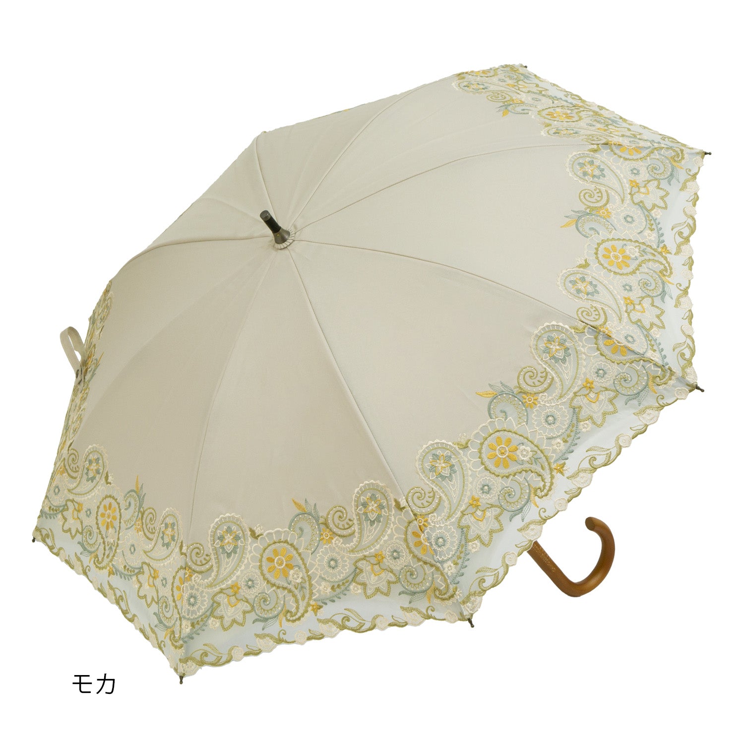 更紗ペイズリーオーガンジー カットワーク刺繍かわず張り 晴雨兼用ショート長日傘