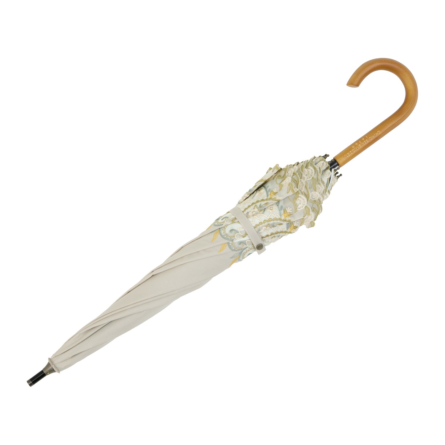 更紗ペイズリーオーガンジー カットワーク刺繍かわず張り 晴雨兼用ショート長日傘