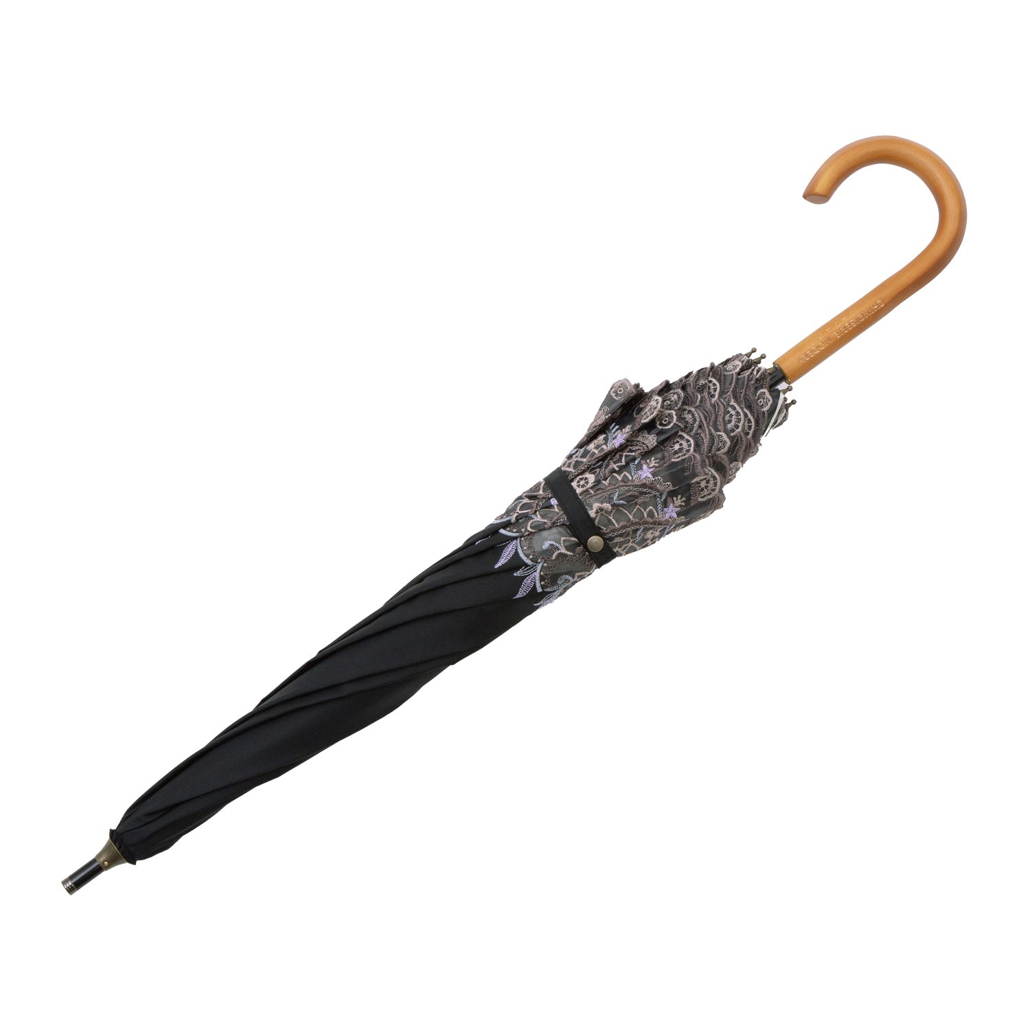 更紗ペイズリーオーガンジー カットワーク刺繍かわず張り 晴雨兼用ショート長日傘