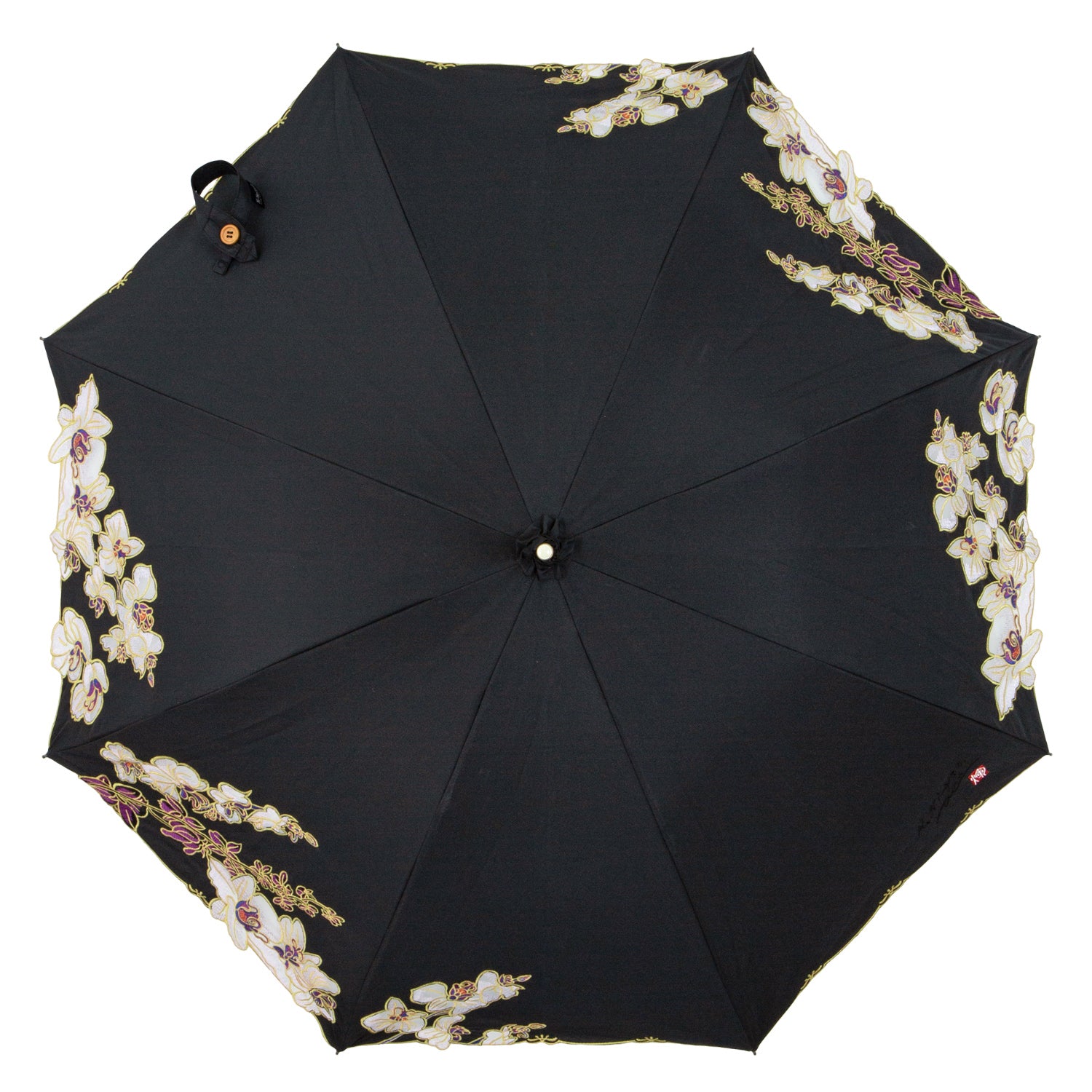 キーヤン 胡蝶蘭オーガンジーカットワーク刺繍 かわず張り 晴雨兼用長日傘