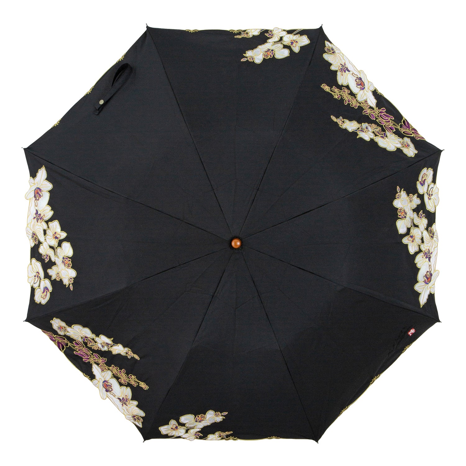 キーヤン 胡蝶蘭オーガンジーカットワーク刺繍 かわず張り 晴雨兼用ショート折日傘
