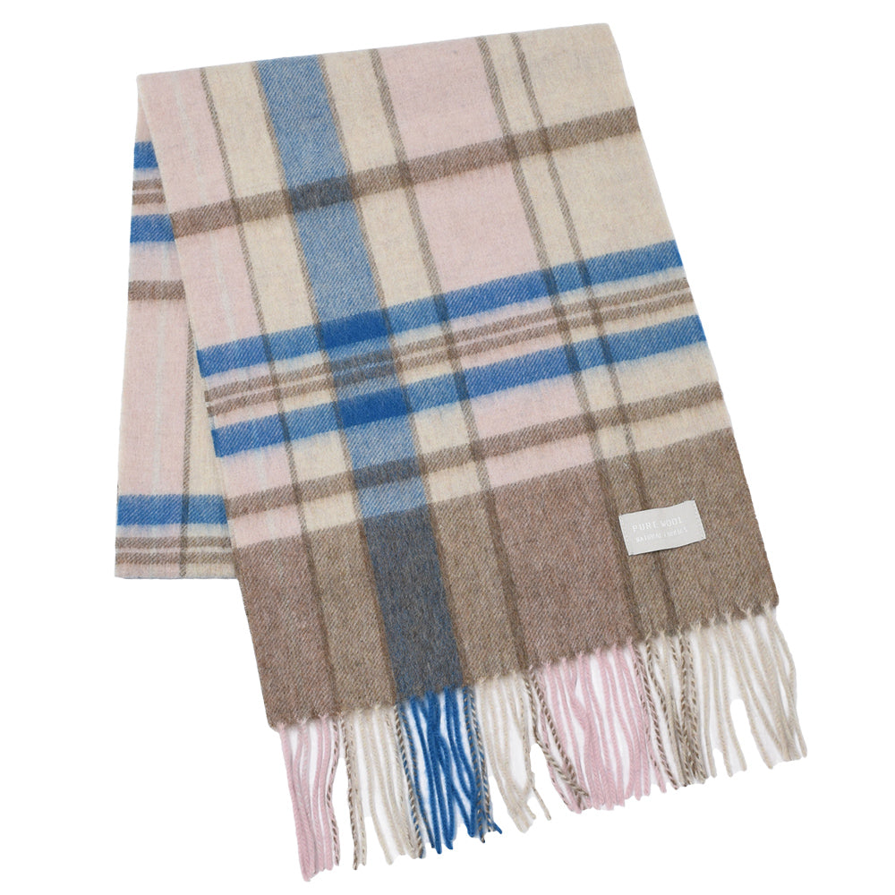 ウール100％ チェックソフトウールマフラー