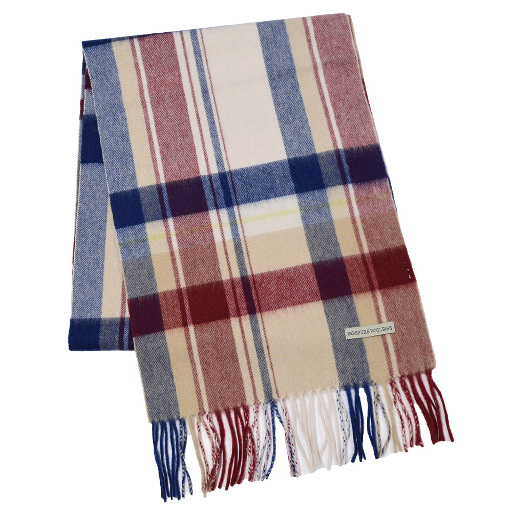 ウール100％ チェックソフトウールマフラー