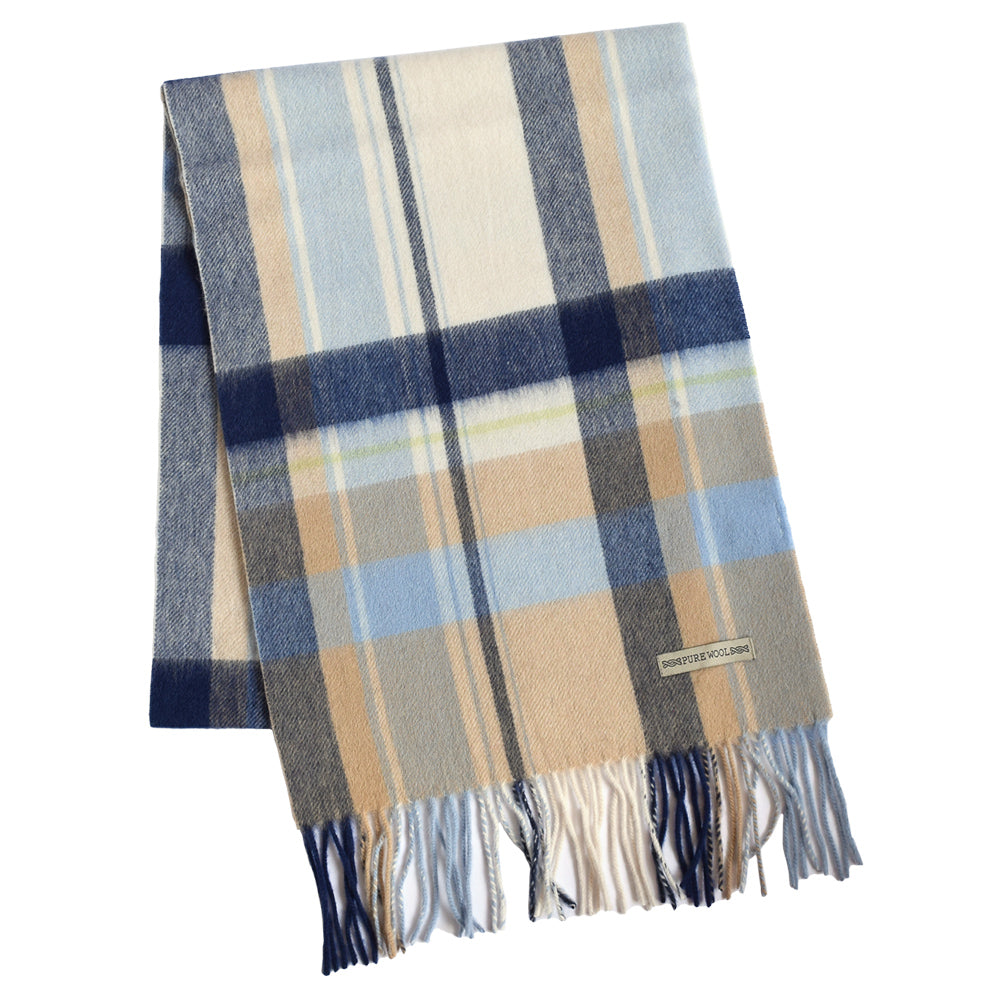 ウール100％ チェックソフトウールマフラー