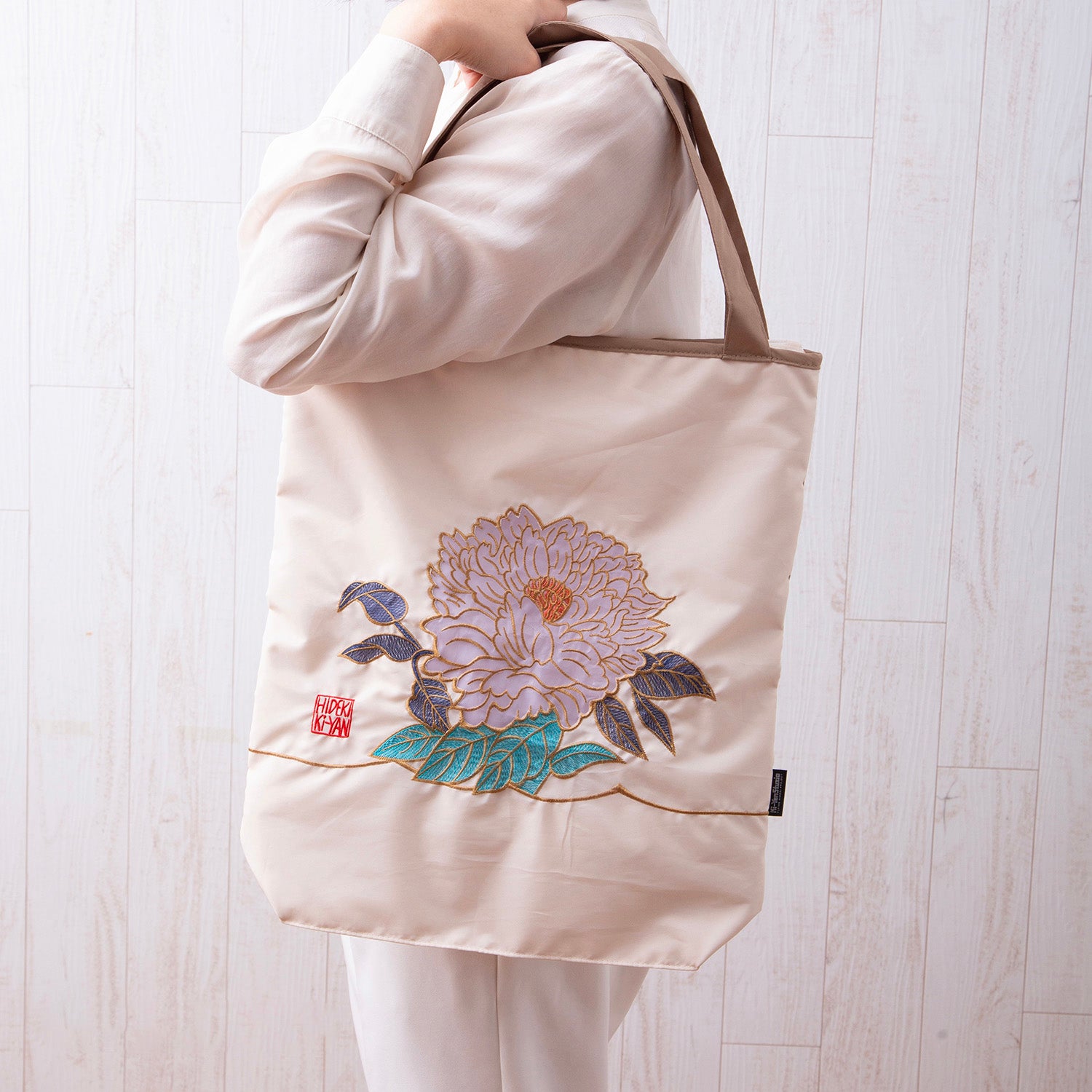 キーヤンカットワーク刺繍 防水・撥水トートバッグ/牡丹