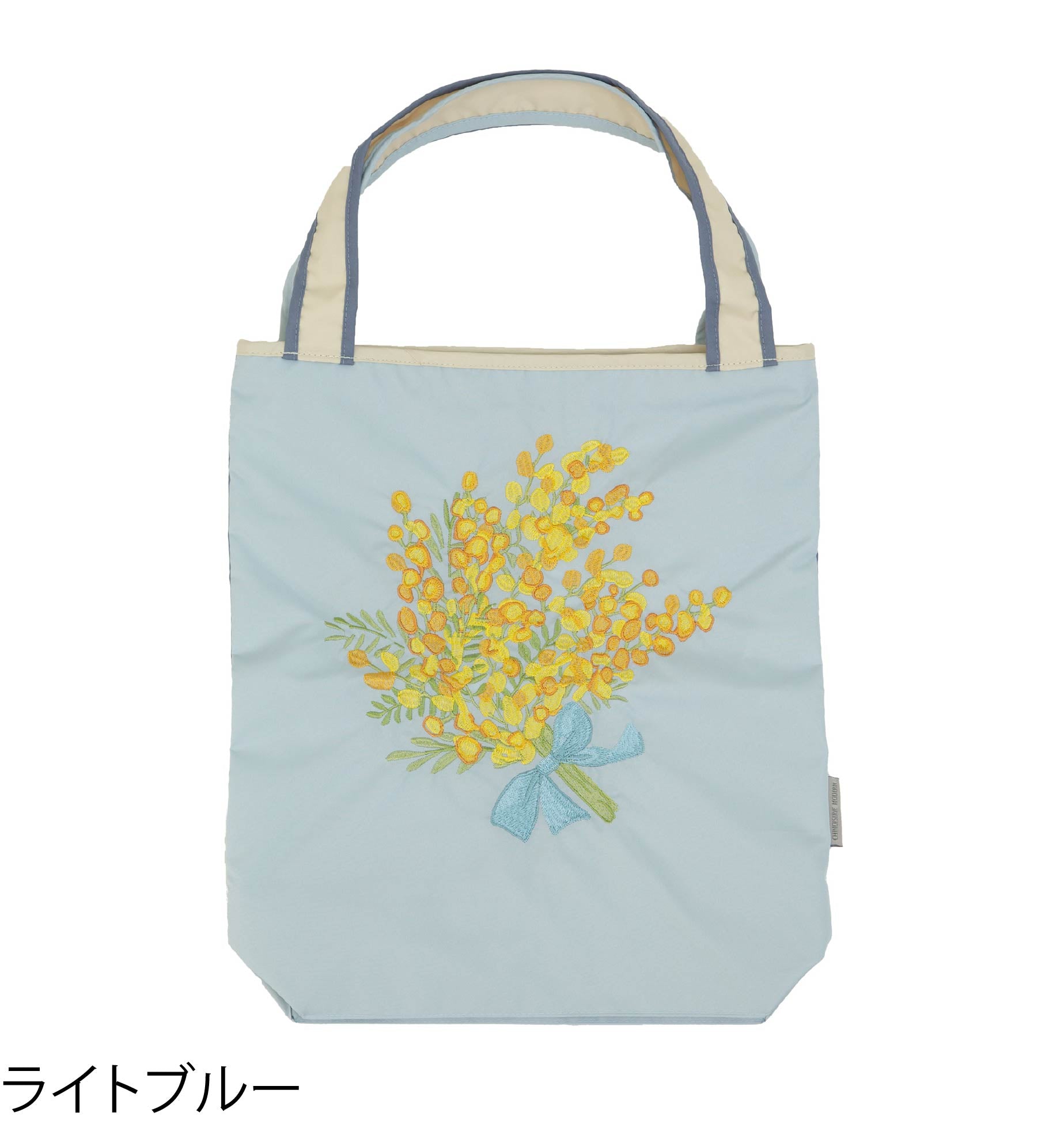 ミモザ刺繍 防水・撥水トートバッグ